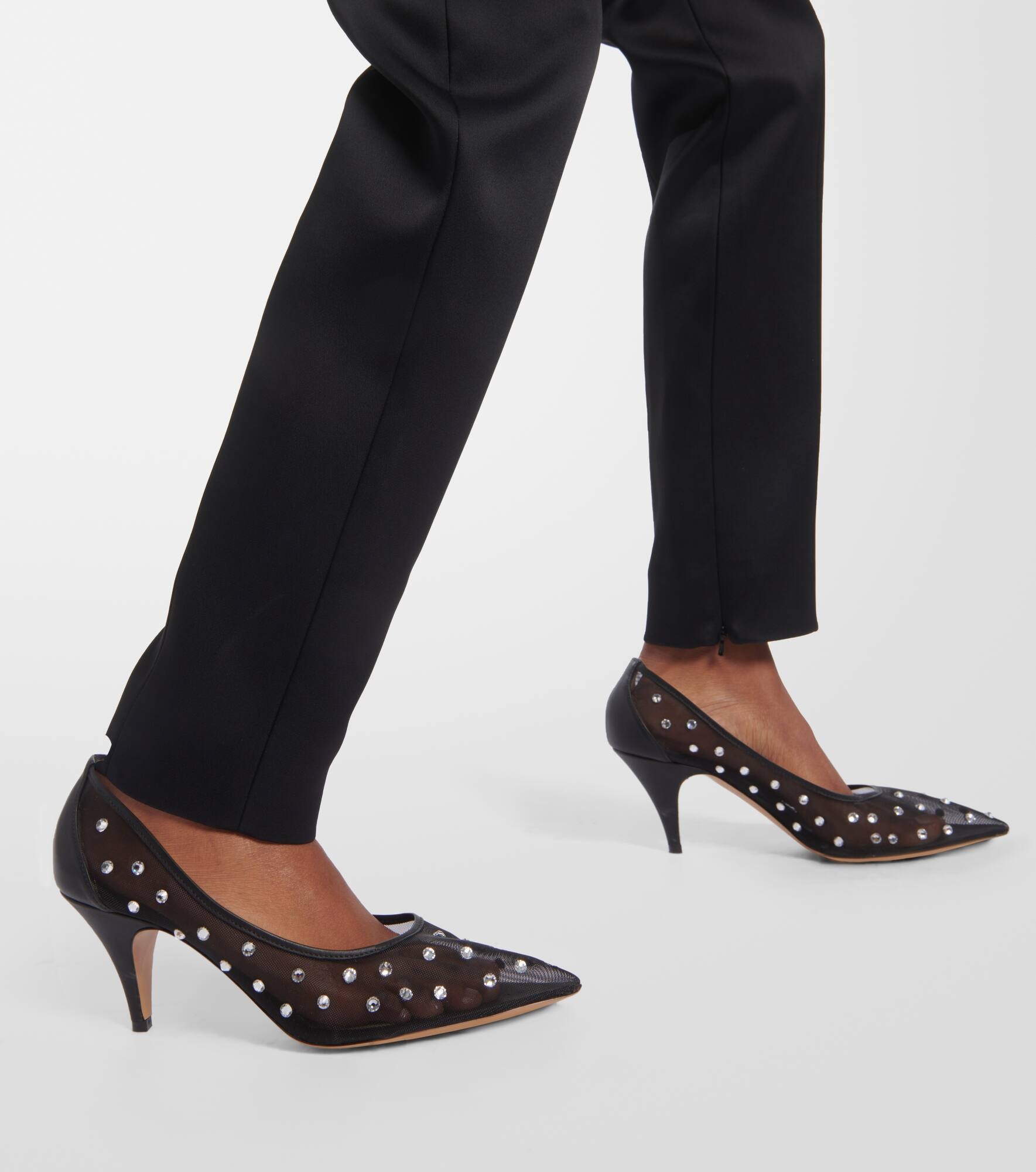 River embellished leather-trimmed pumps - 4