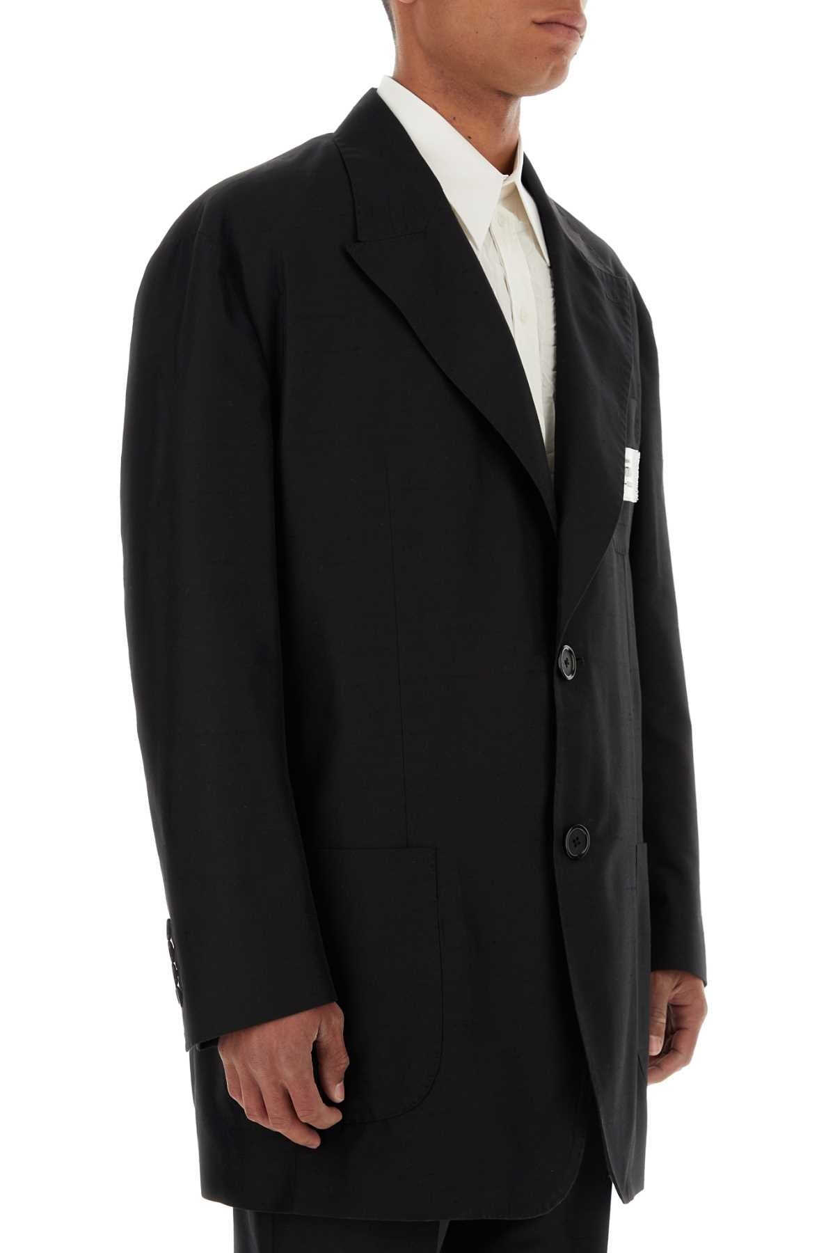 Dolce & Gabbana Men Black Shantung Oversize Blazer - 3