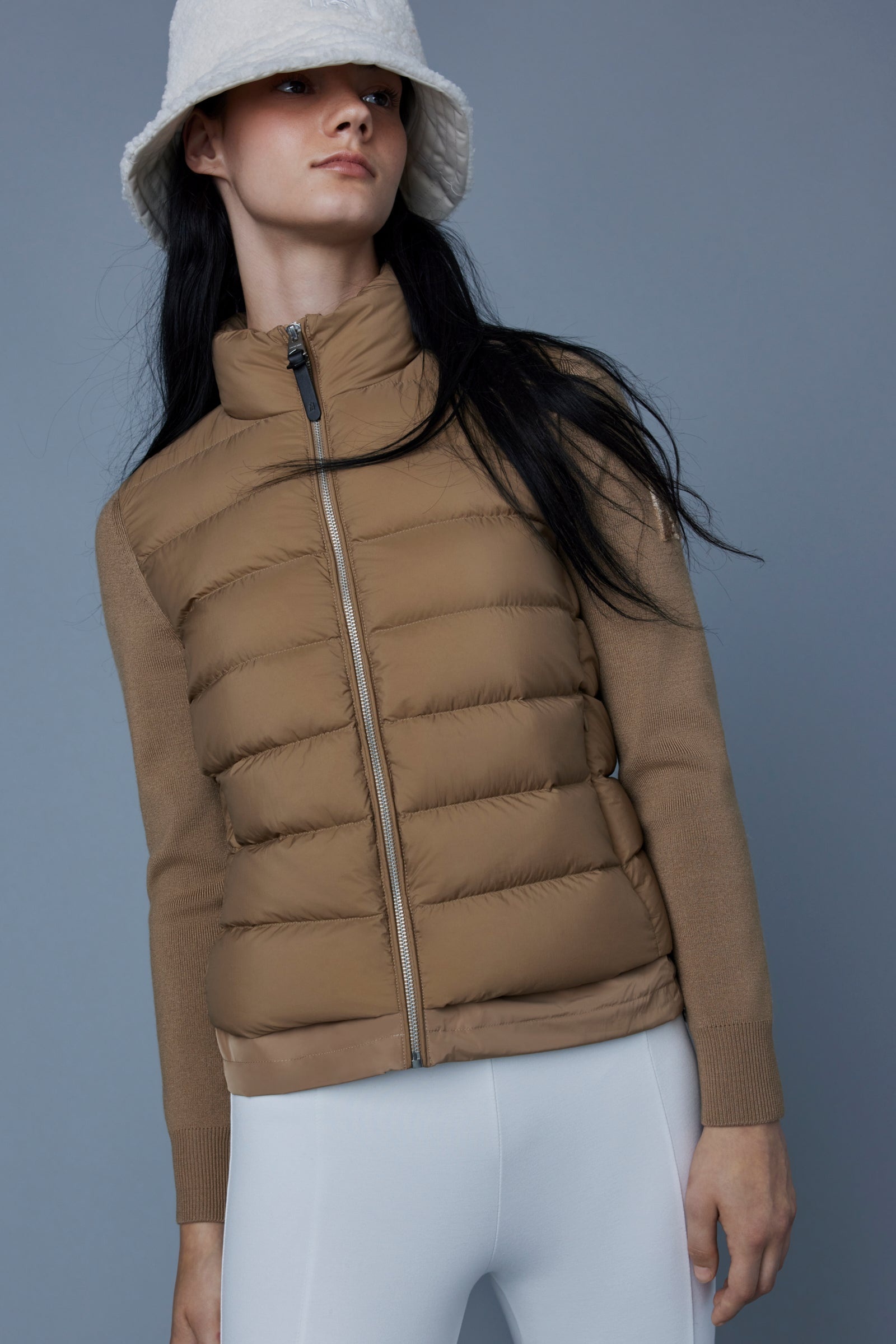 OCEANE Recycled hybrid jacket with rib knit sleeves - 5