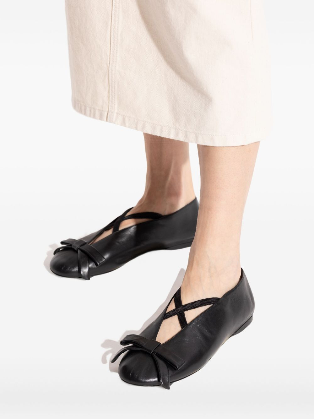 bow-detail leather ballet flats - 4