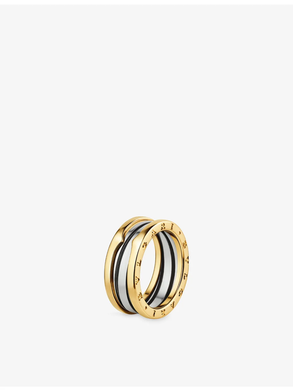 B.zero1 18ct Yellow Gold and Stainless Steel Two-Band Ring - 1