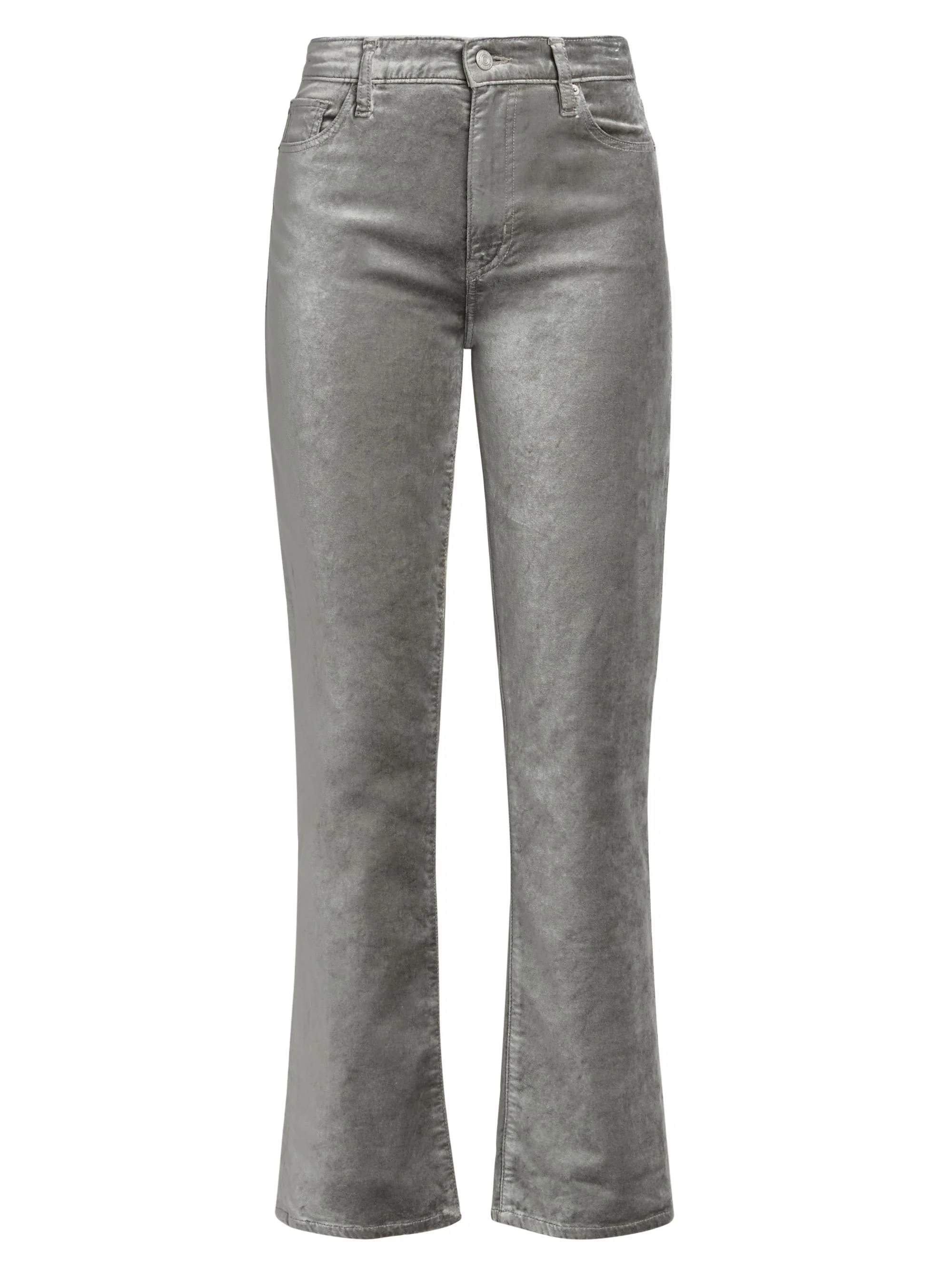 Women's Le Sleek Metallic Velvet Straight-Leg Jeans - Oyster Velvet - 1