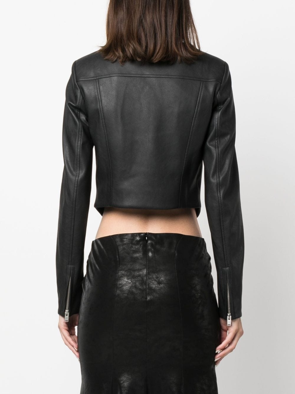 corset faux-leather biker jacket - 4