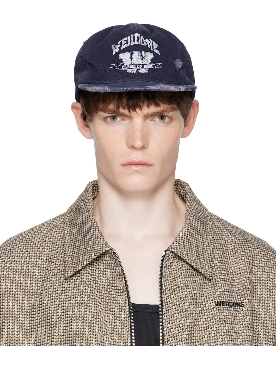 Navy Distressed Collegiate Cap - 1