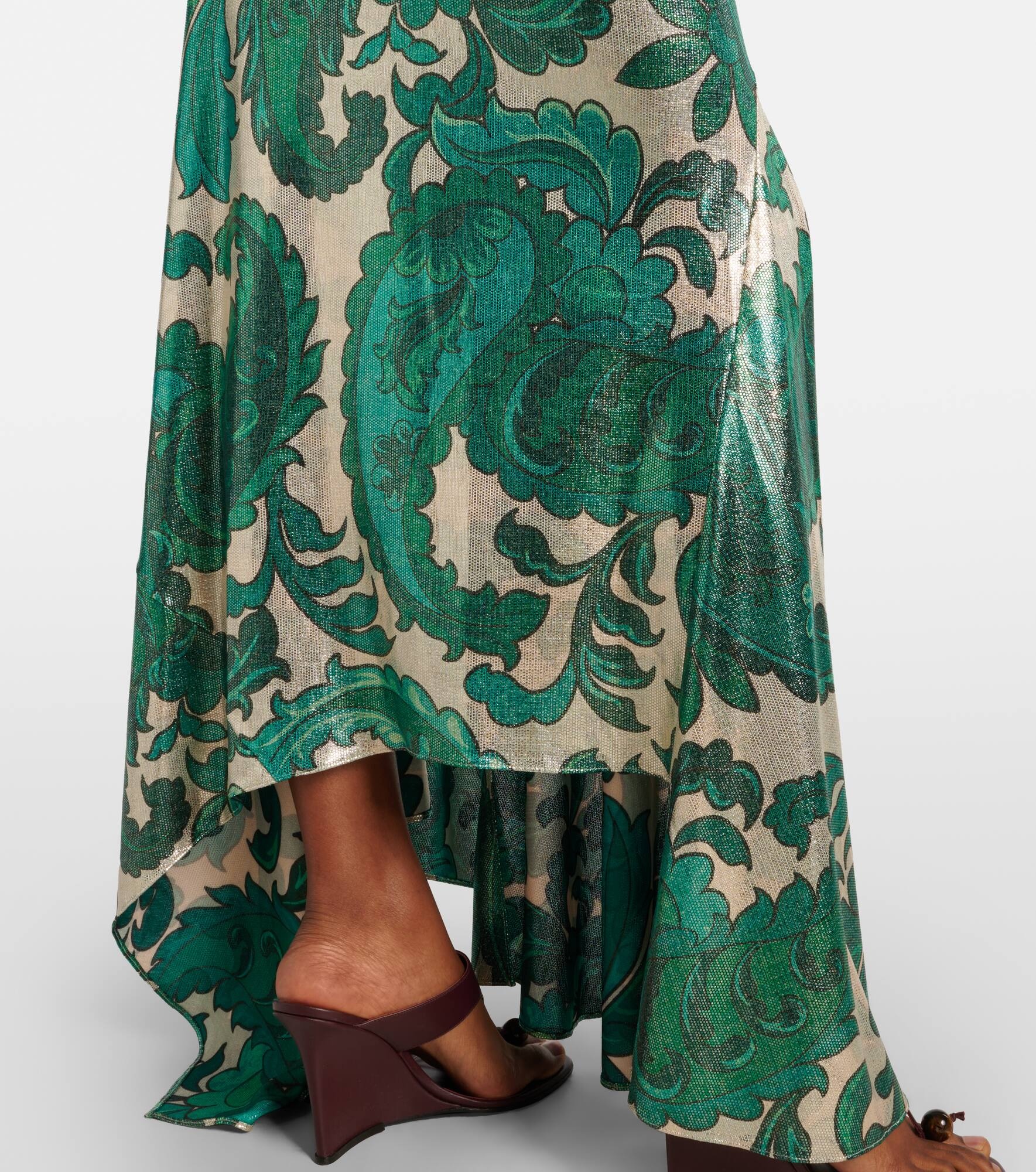 Paisley open-back lamé maxi dress - 5