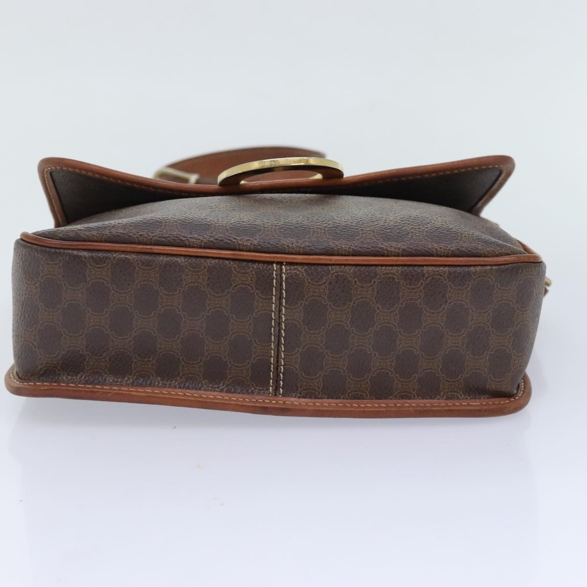 CELINE Macadam Canvas Circle Shoulder Bag Pvc Leather Brown Gold - 5