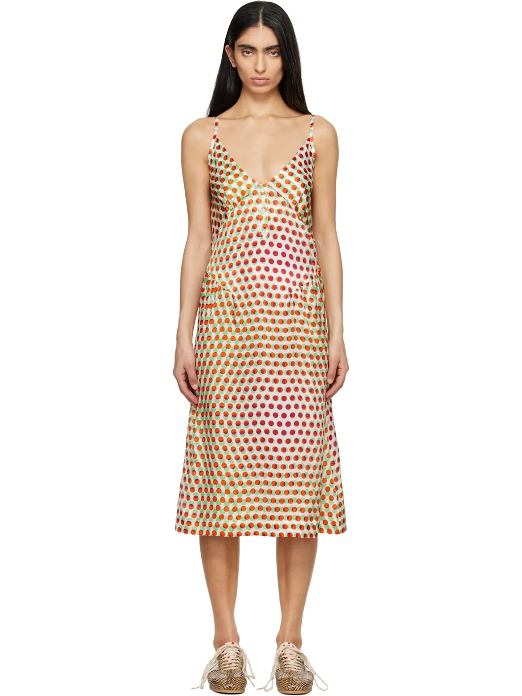 Off-White Silk Slip Midi Dress - 1