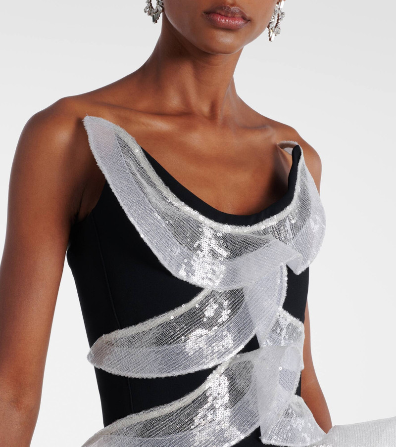 Refraction sequined ruffled gown 4