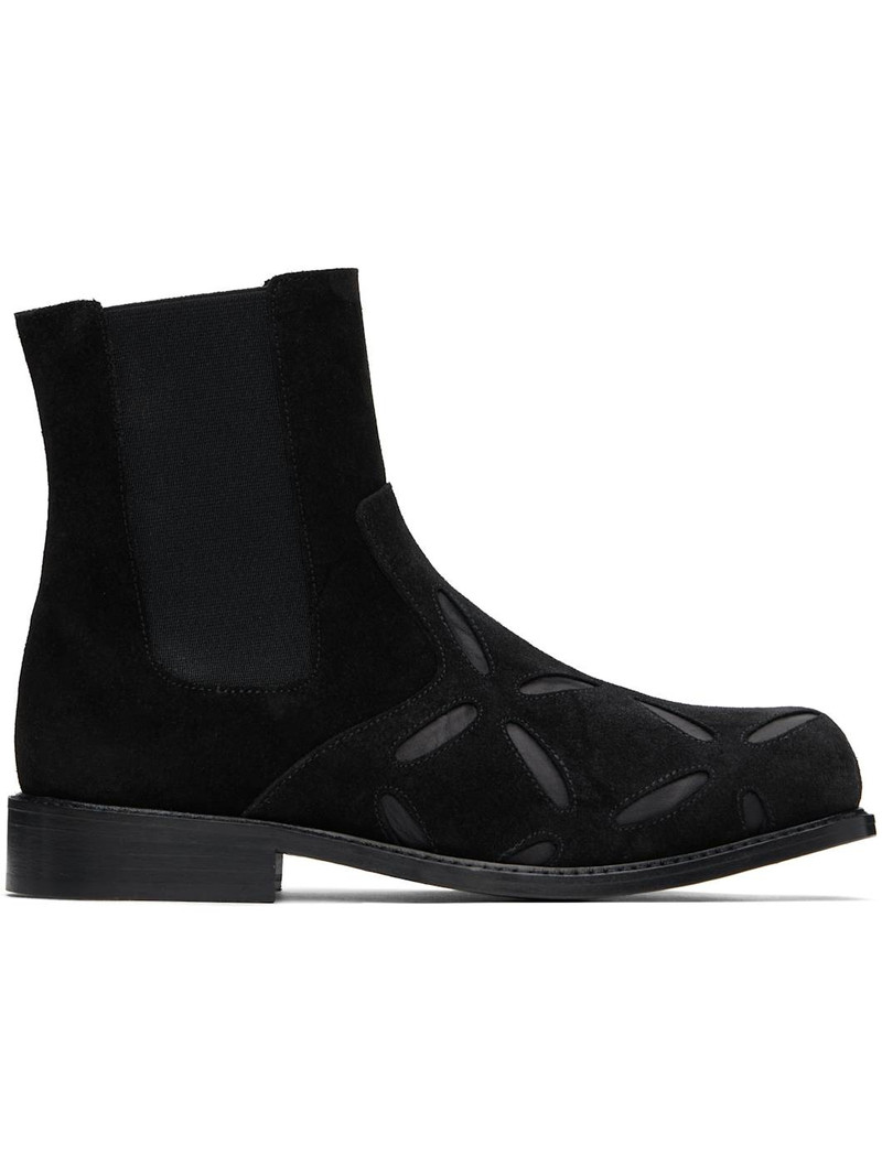 Black Slashed Chelsea Boots 1