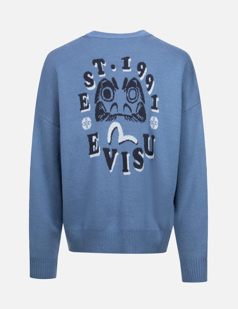 EVISU SEAGULL AND DARUMA INTARSIA RELAX FIT KNIT SWEATER outlook
