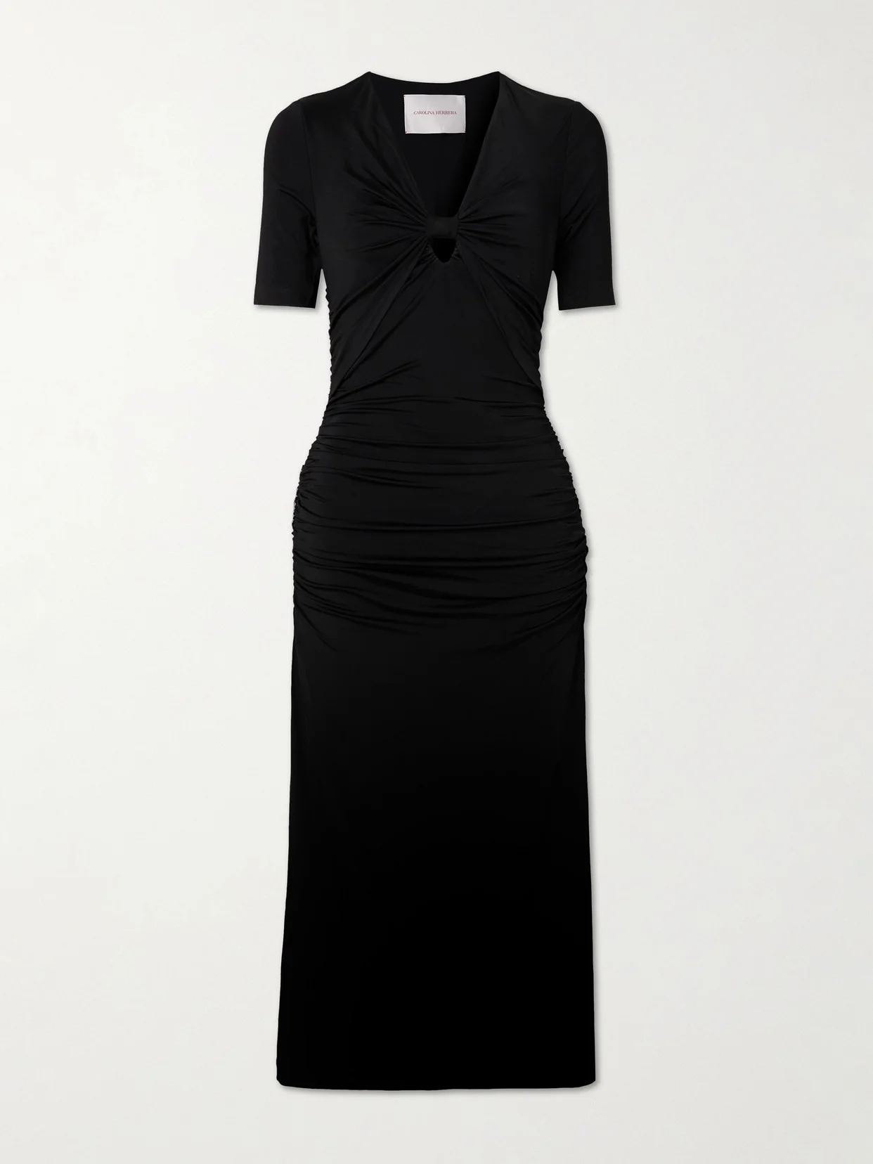 Cutout Ruched Jersey Midi Dress - 1