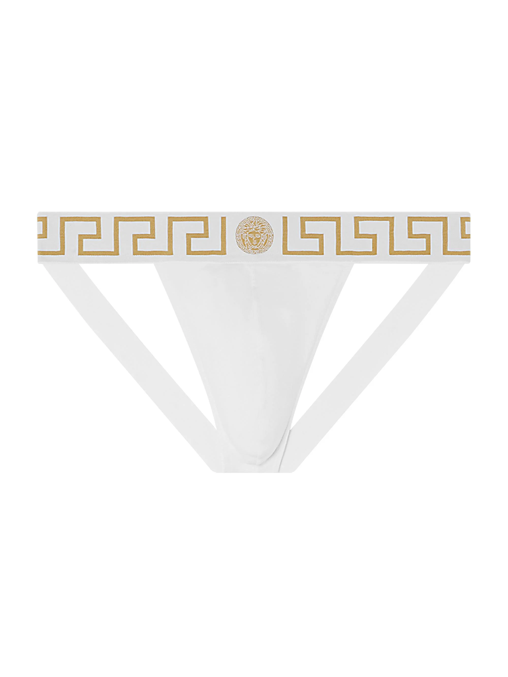 Men's Medusa Stretch-Cotton Jock Strap - White Greek Gold - 1