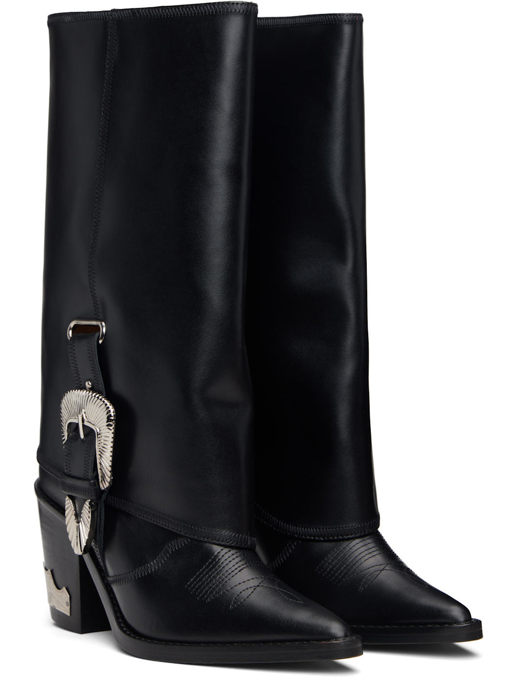 Black Western Style Tall Boot - 4
