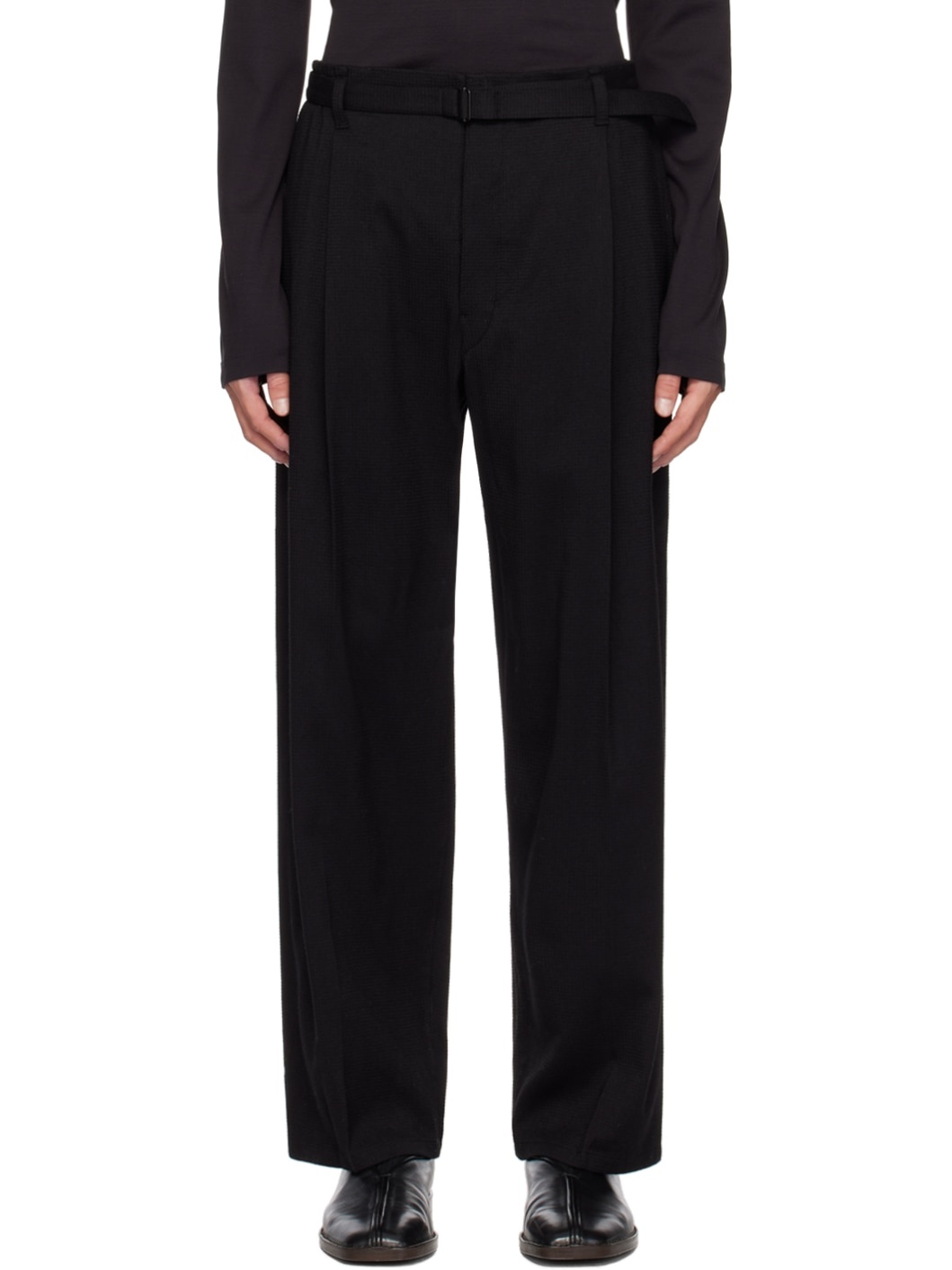 Black Belted Easy Trousers - 1