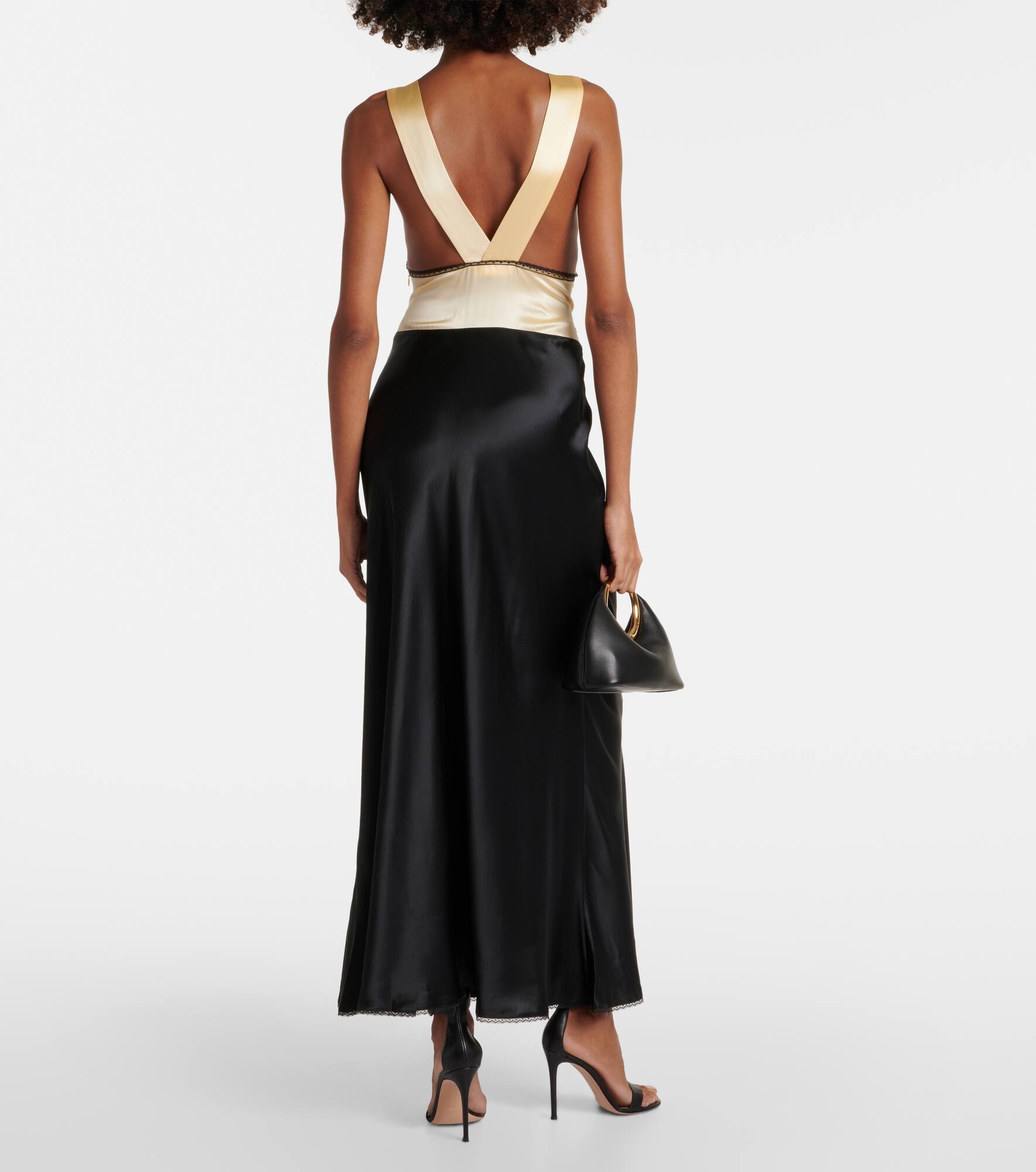 Aries lace-trimmed cutout silk maxi dress - 3