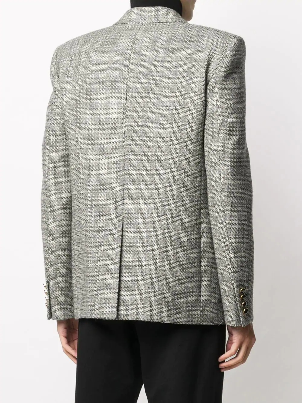 deconstructed check double-breasted blazer - 4