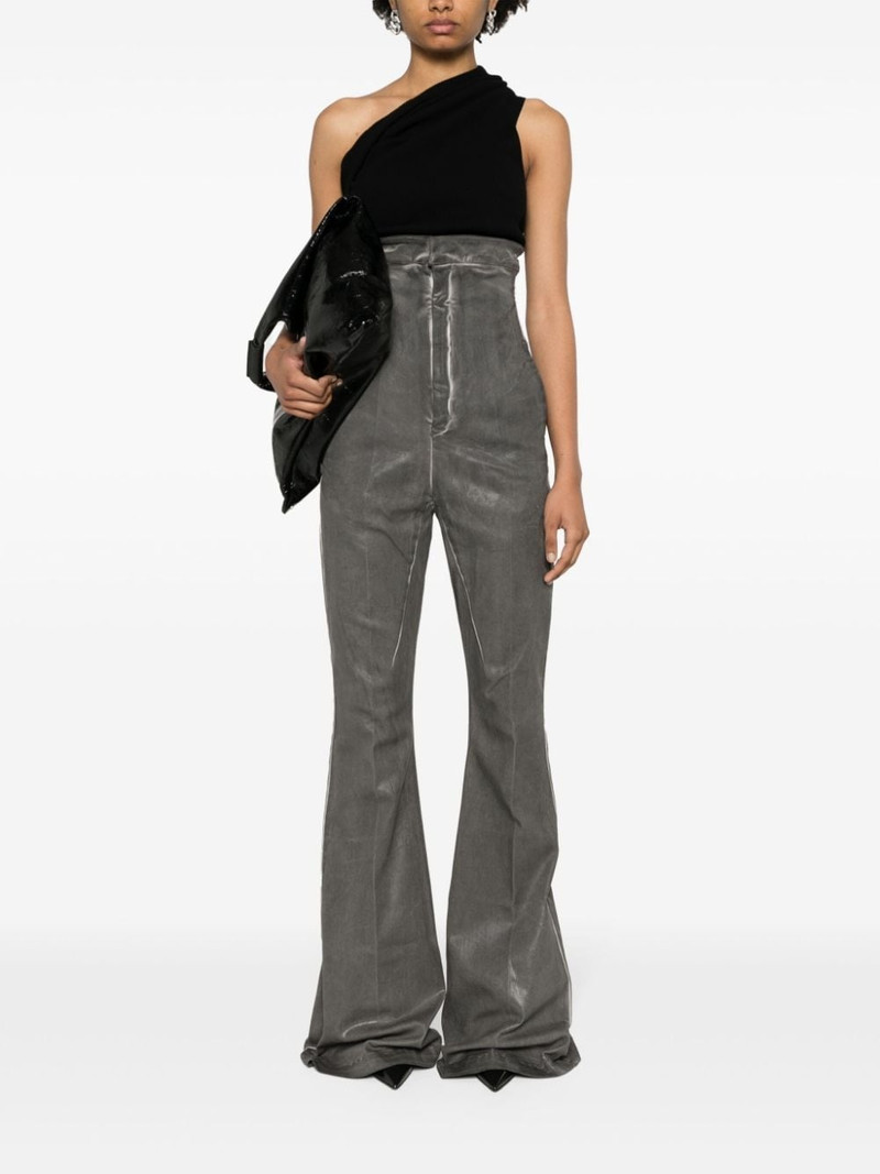 Rick Owens coated pressed-crease flared trousers outlook