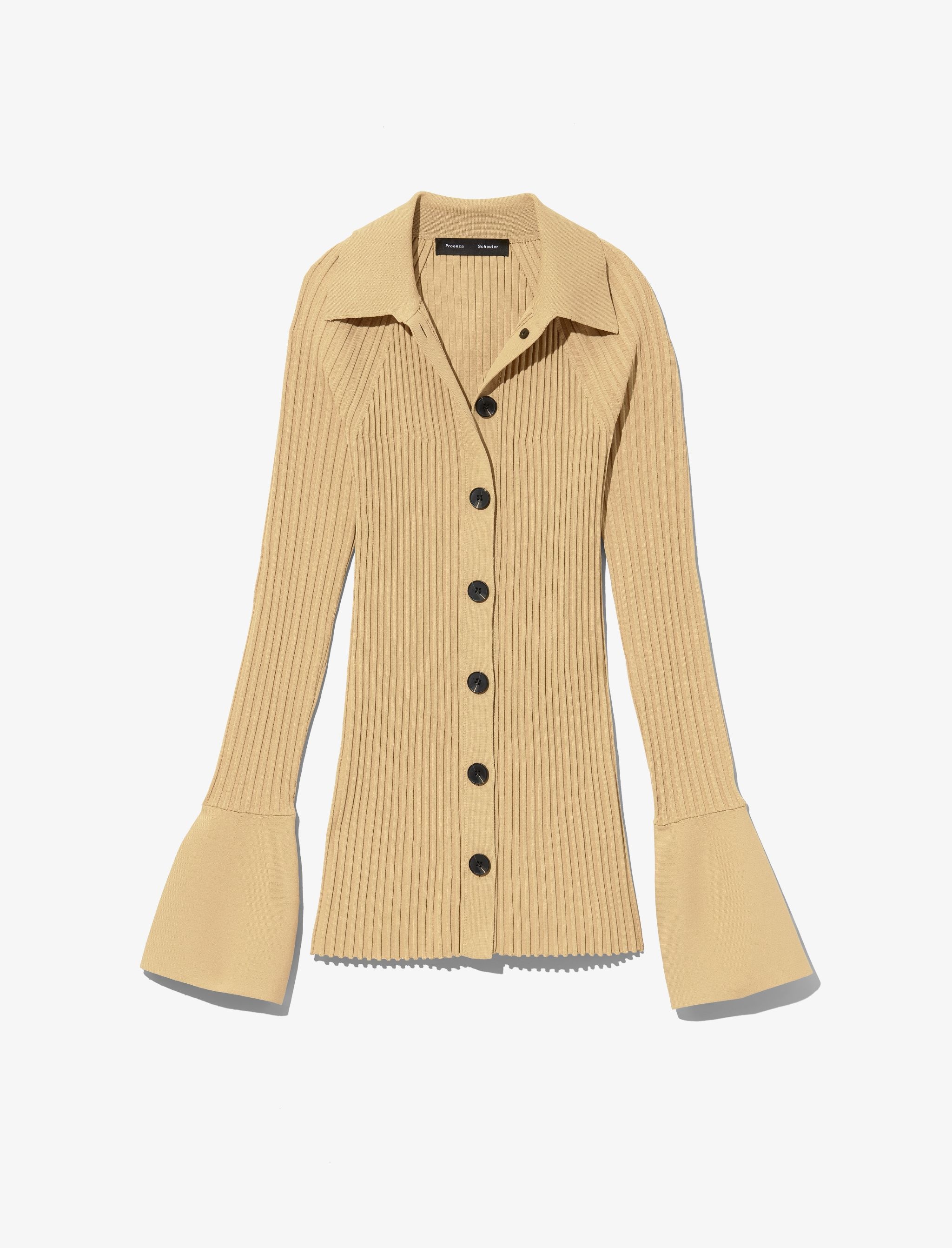 Rib Knit Collared Cardigan - 1