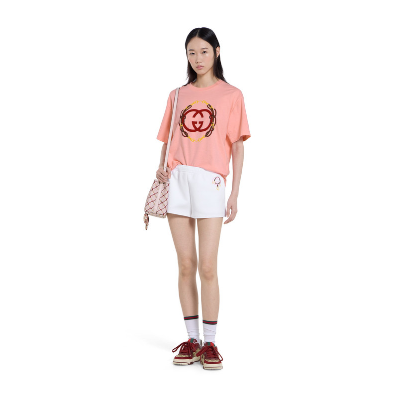 GUCCI Cotton jersey shorts with embroidery outlook