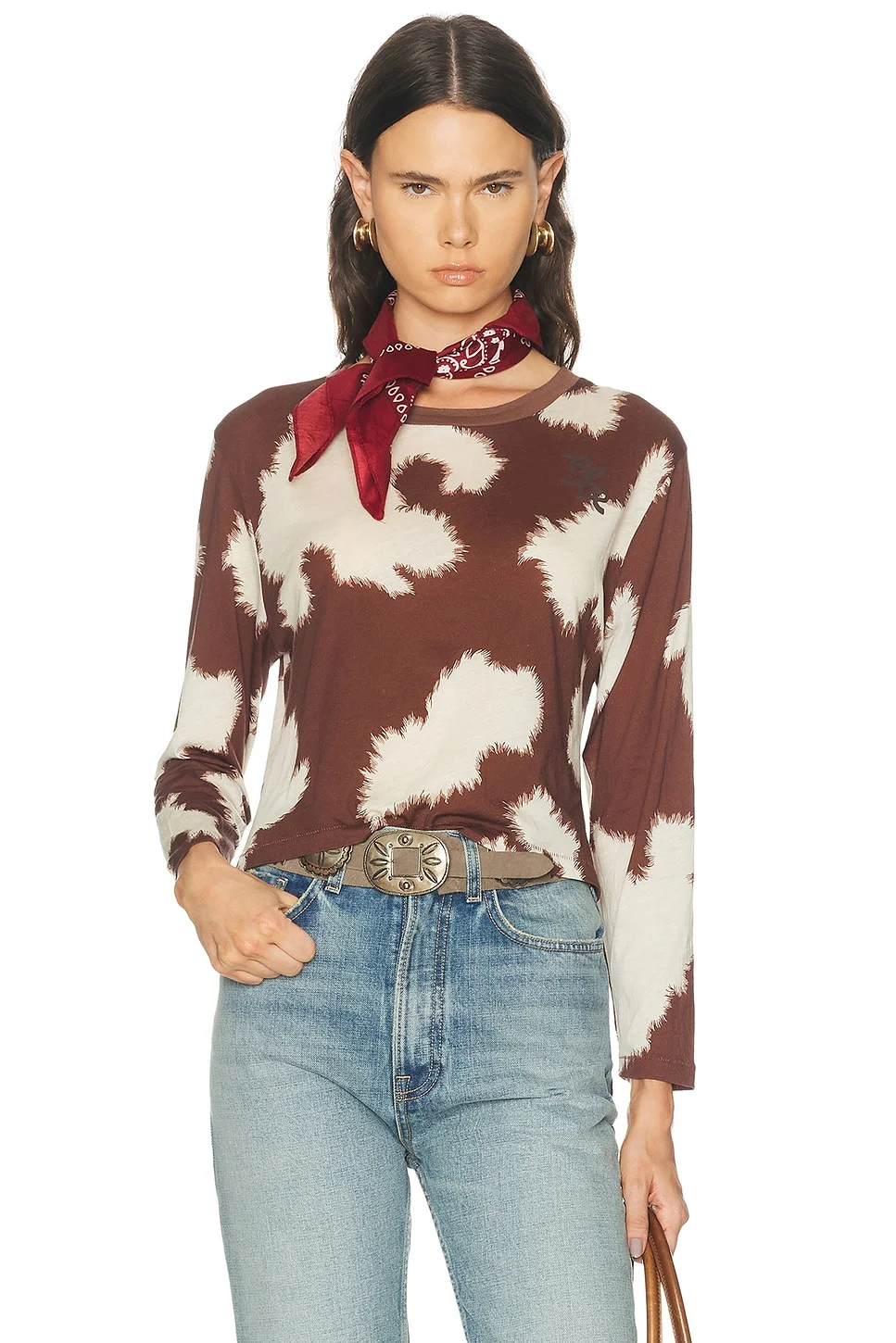 Featherweight Cow Print Long Sleeve Tee - 1
