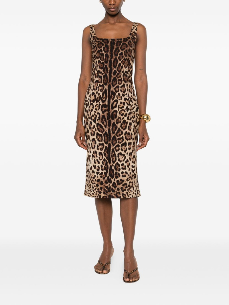 Dolce & Gabbana animal-print sleeveless midi dress outlook