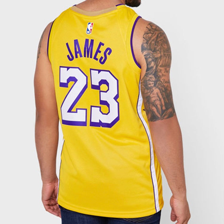 Nike NBA City limited Basketball Vest SW Fan Edition 19-20 Season Lakers LeBron James 23 Yellow AV46 - 6