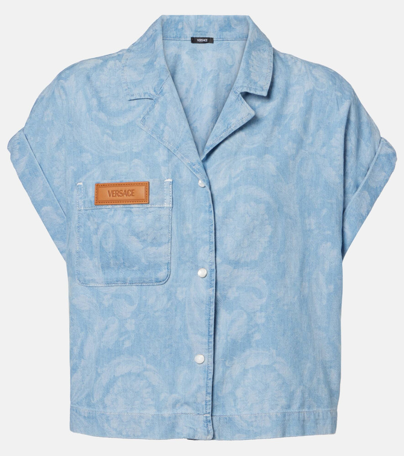 Barocco cropped denim chambray shirt 1