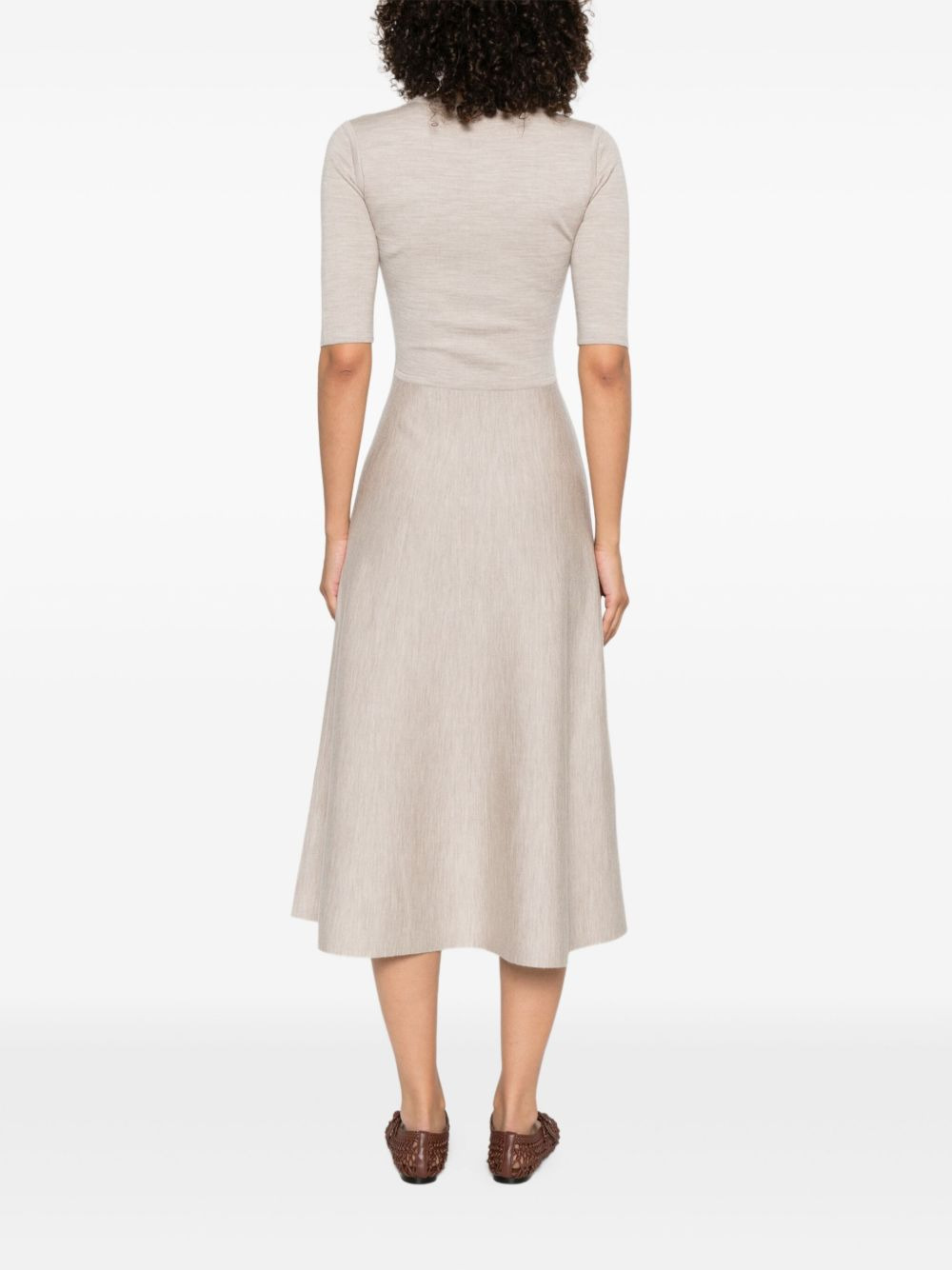 half-sleeve A-line midi dress - 4