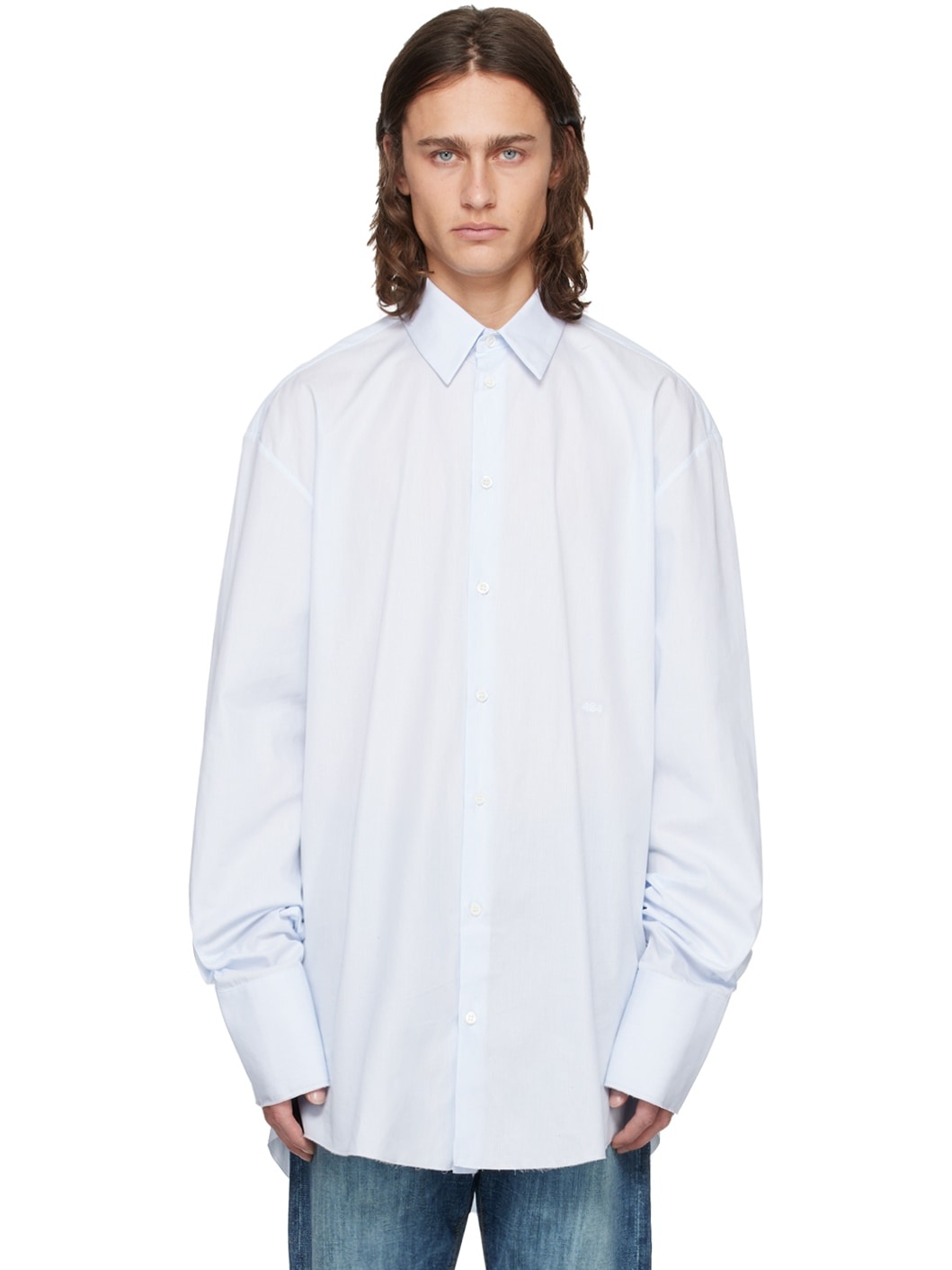 White & Blue Pinstripe Shirt - 1