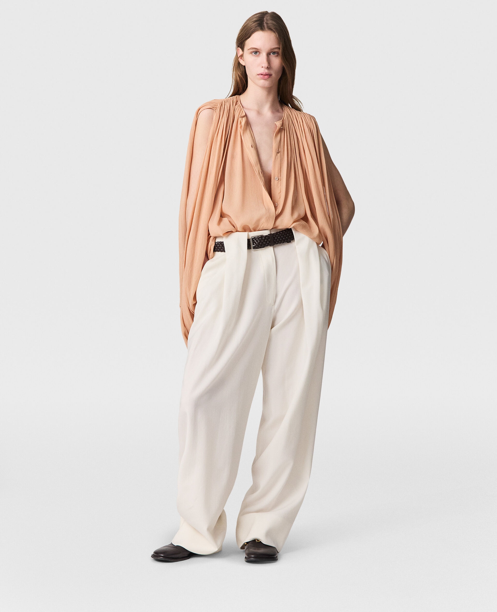 Stella McCartney Pleated Cape-Sleeve Top | REVERSIBLE