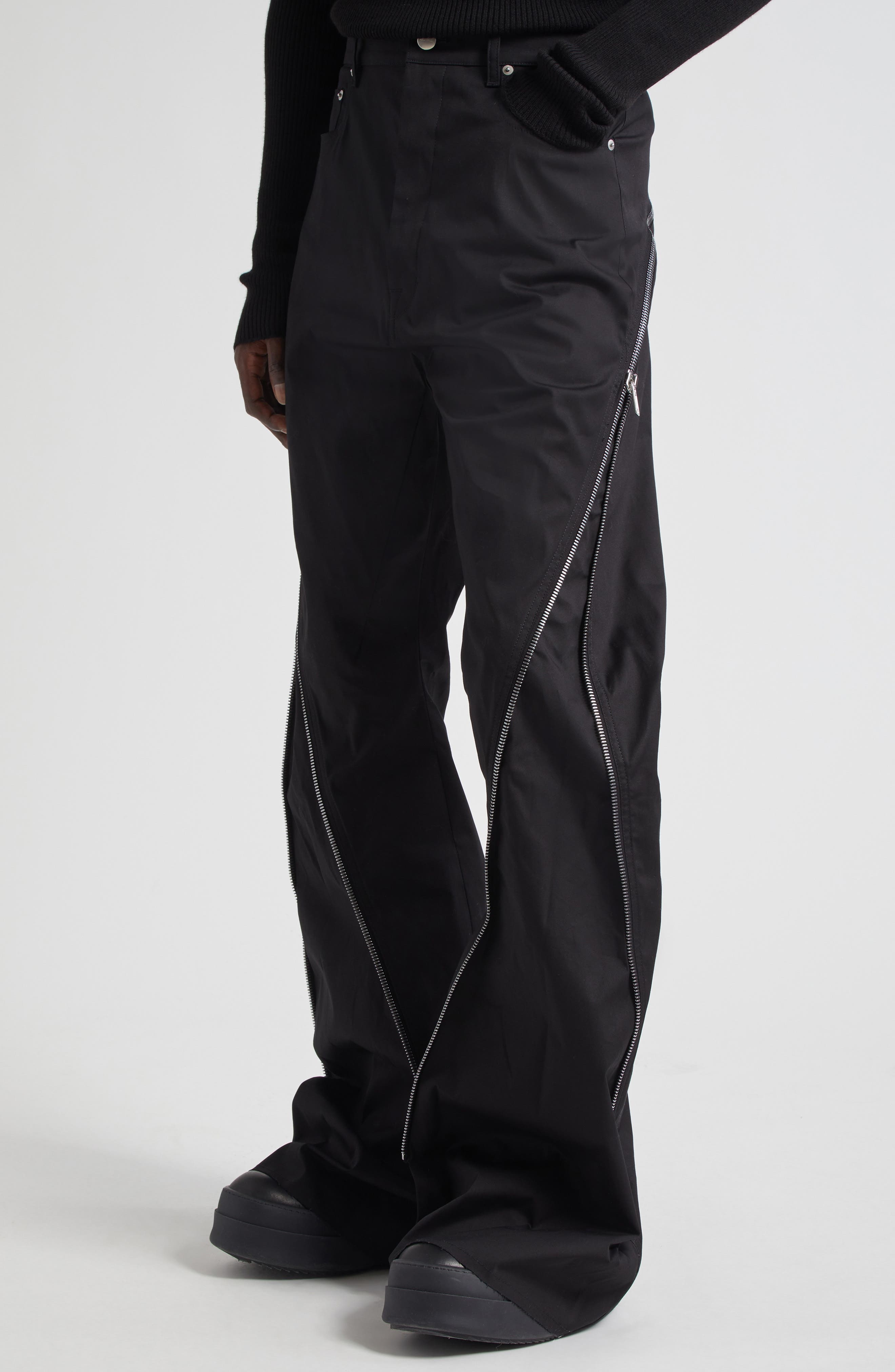 Rick Owens Bolan Banana Zip Raw Hem Jeans in Black at Nordstrom - 3
