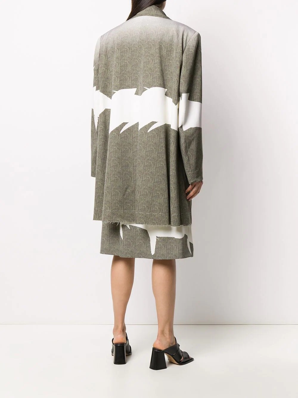 graphic-print herringbone coat - 4