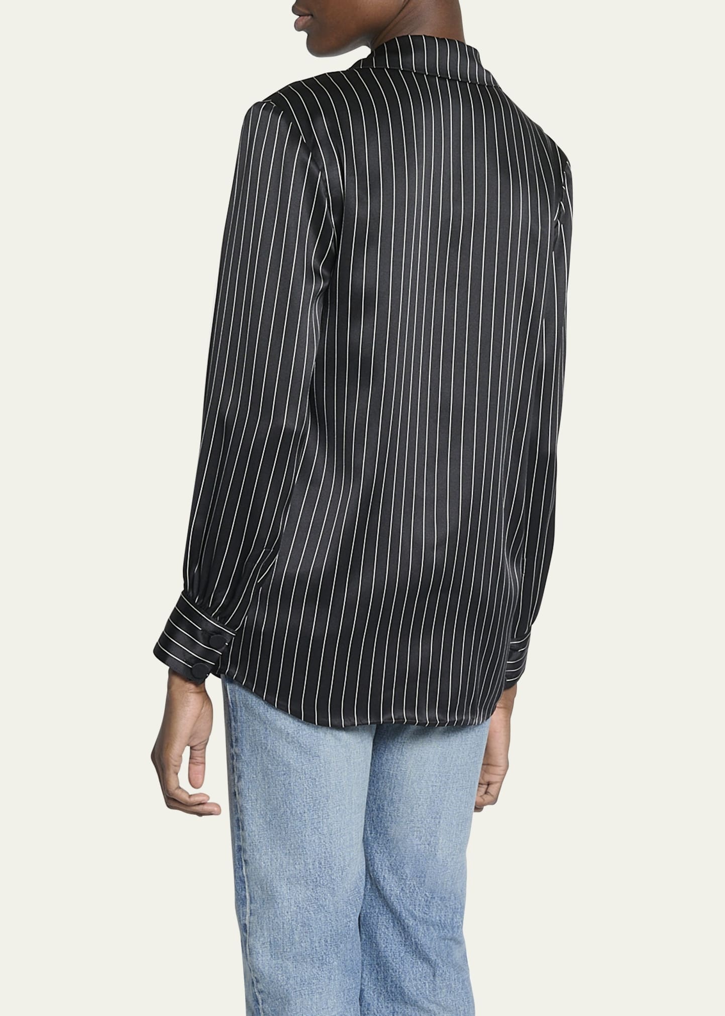 Striped Silk Button-Front Blouse - 3