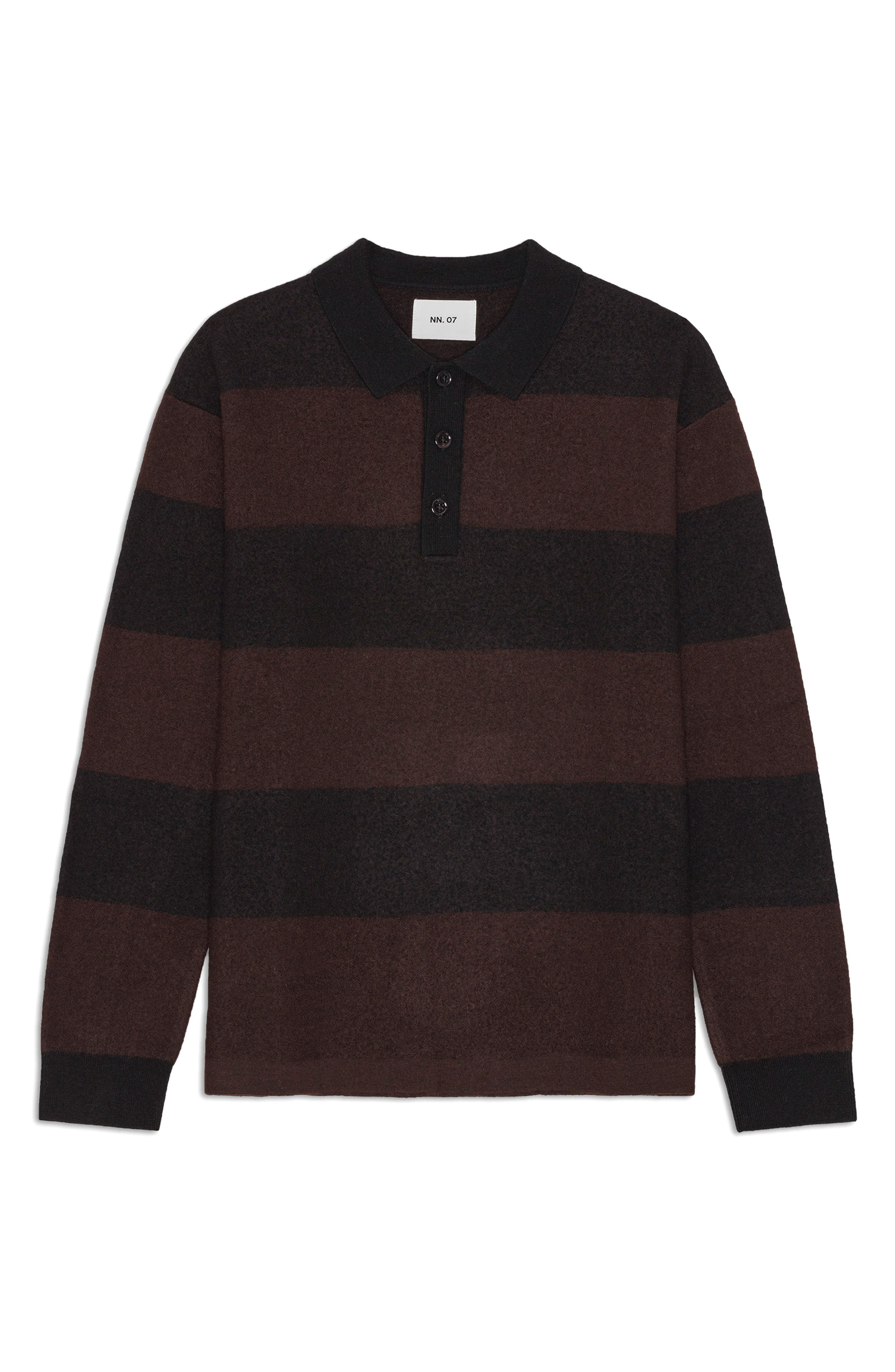 NN07 Long Sleeve Wool Rugby Polo Sweater in Black at Nordstrom - 3