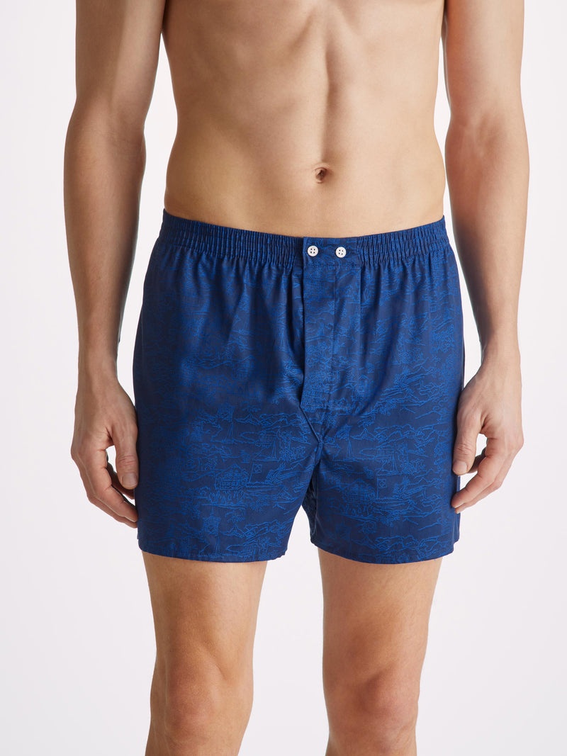 Men's Classic Fit Boxers Paris 25 Cotton Jacquard Navy - 5