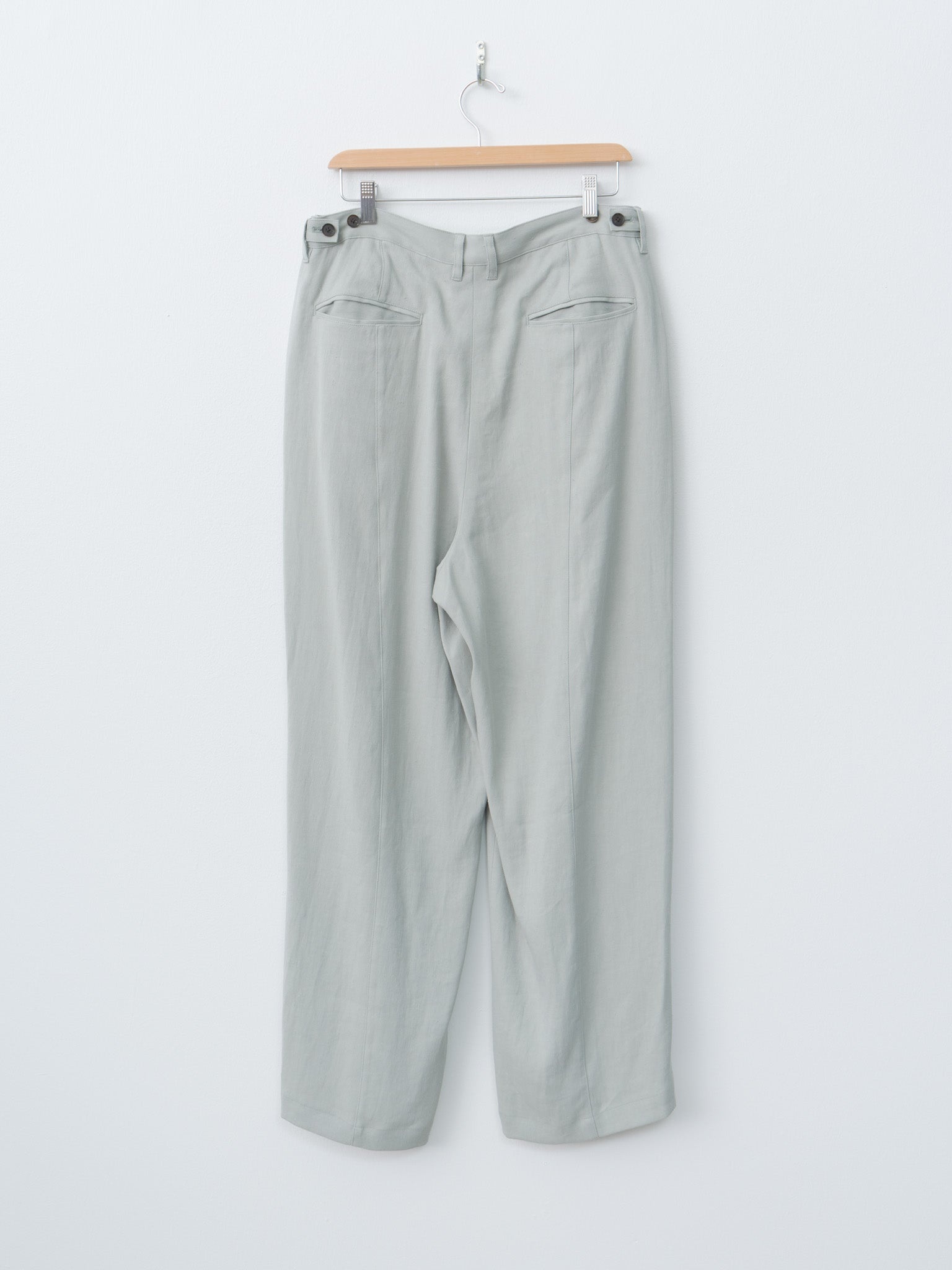 Linen Acetate Front Gather Wide Trousers - Mist Green - 7