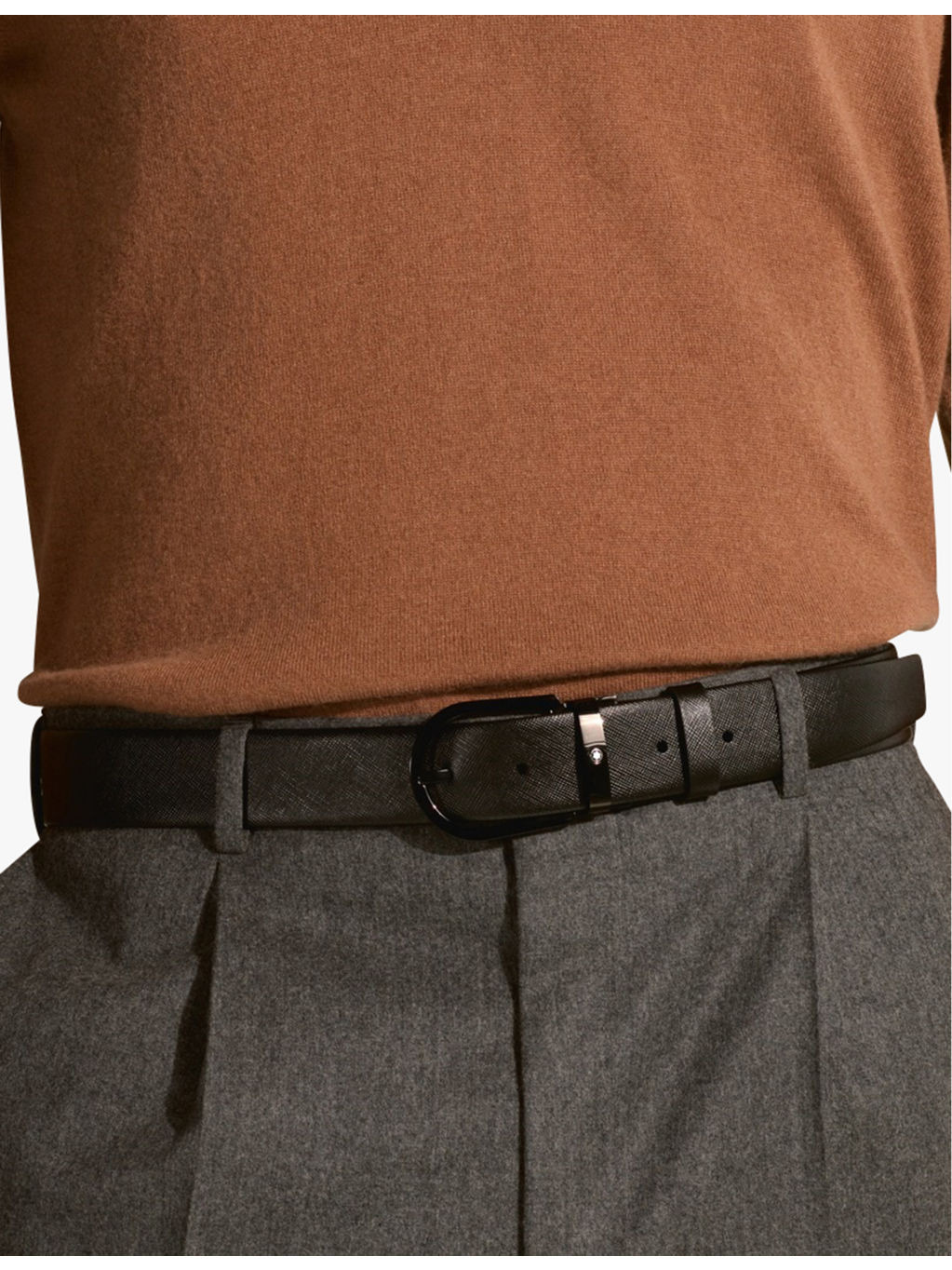 Horseshoe-buckle leather belt - 3