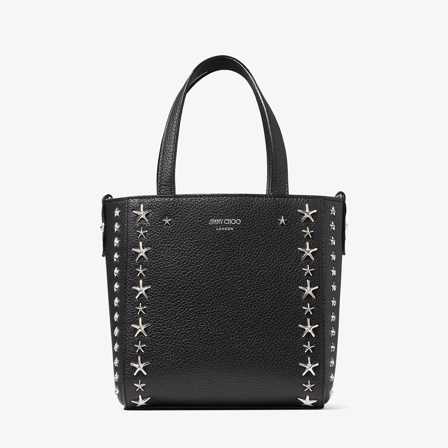 JIMMY CHOO Mini Pegasi Black Soft Grainy Calf Leather Mini Tote