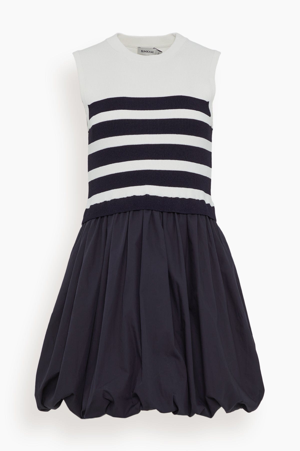 Josey Sleeveless Bubble Skirt Mini Dress in Midnight Stripe - 1