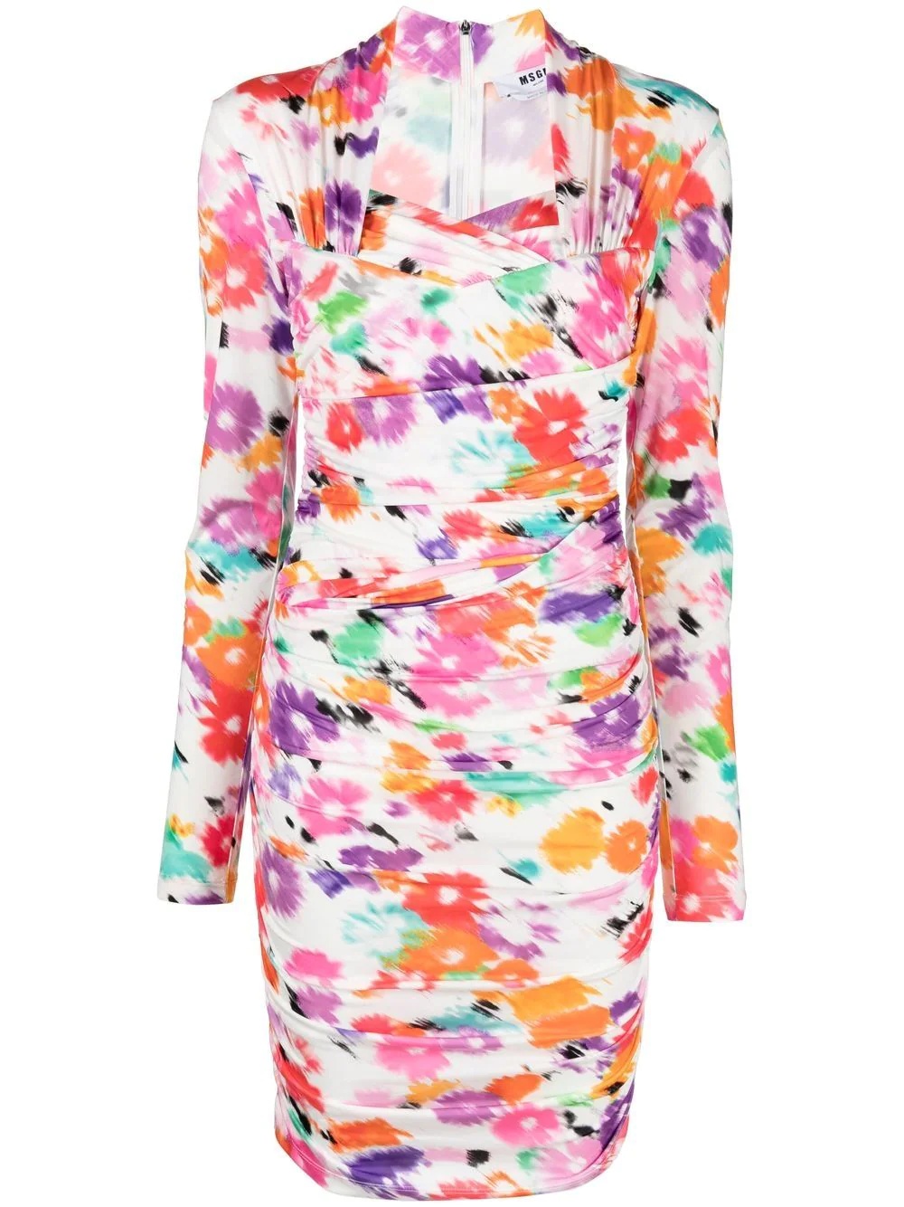 abstract floral-print midi dress - 1