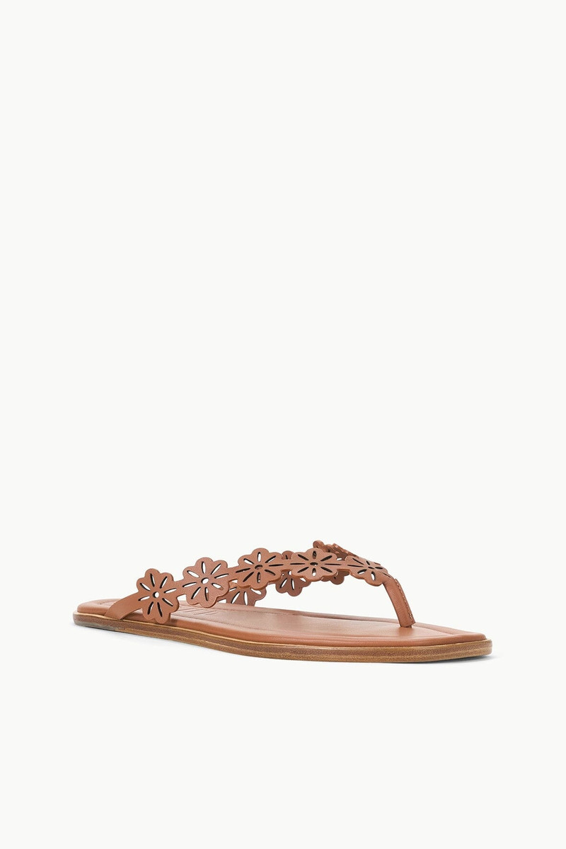 STAUD DANTE FLORAL THONG SLIDE TAN 5