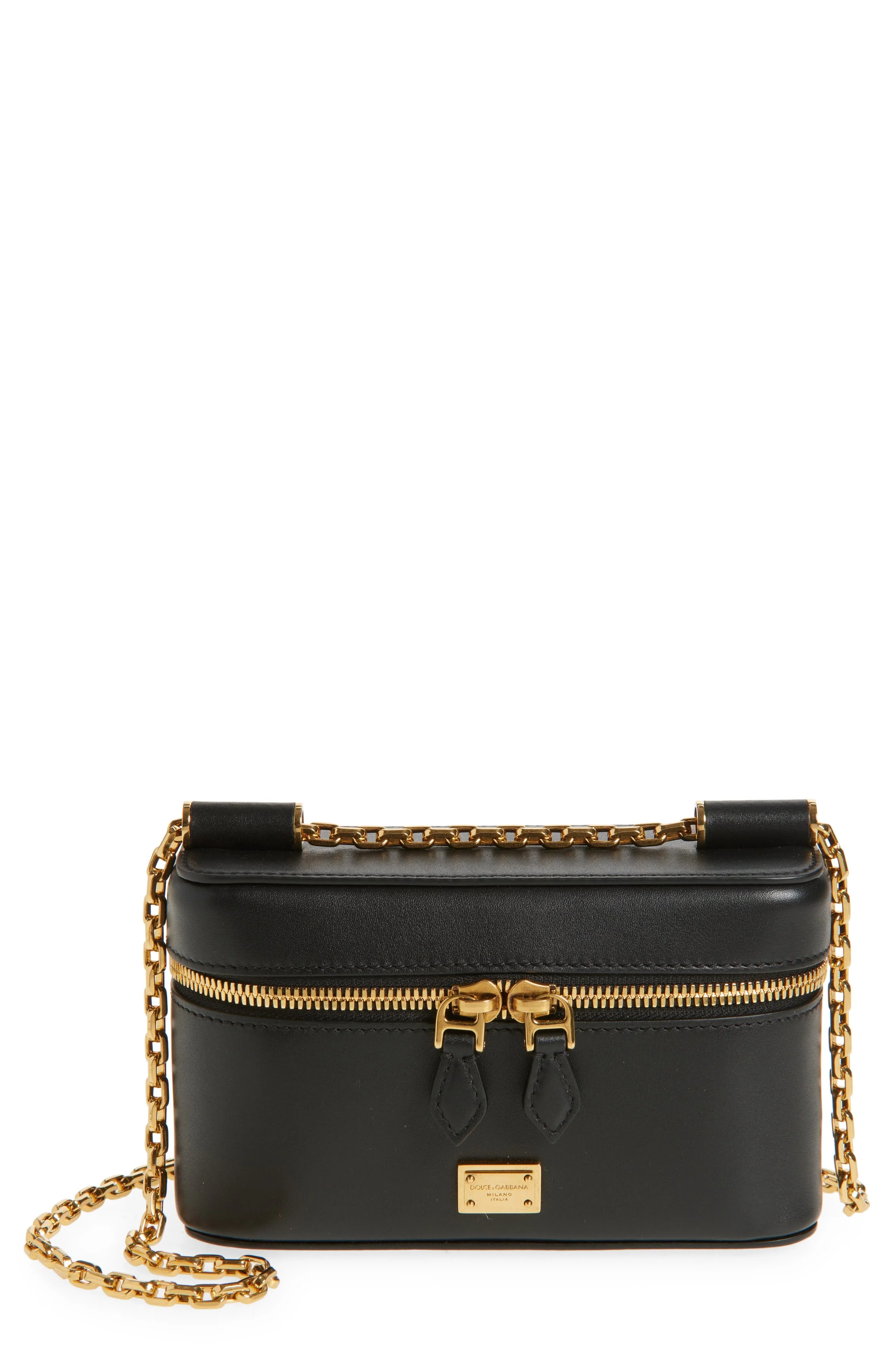 Dolce&Gabbana Sicily Leather Vanity Case Crossbody Bag in 80999 Nero at Nordstrom - 1