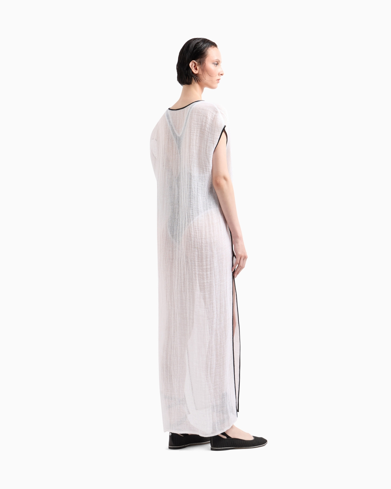 LINEN-BLEND MESH LONG DRESS - 3