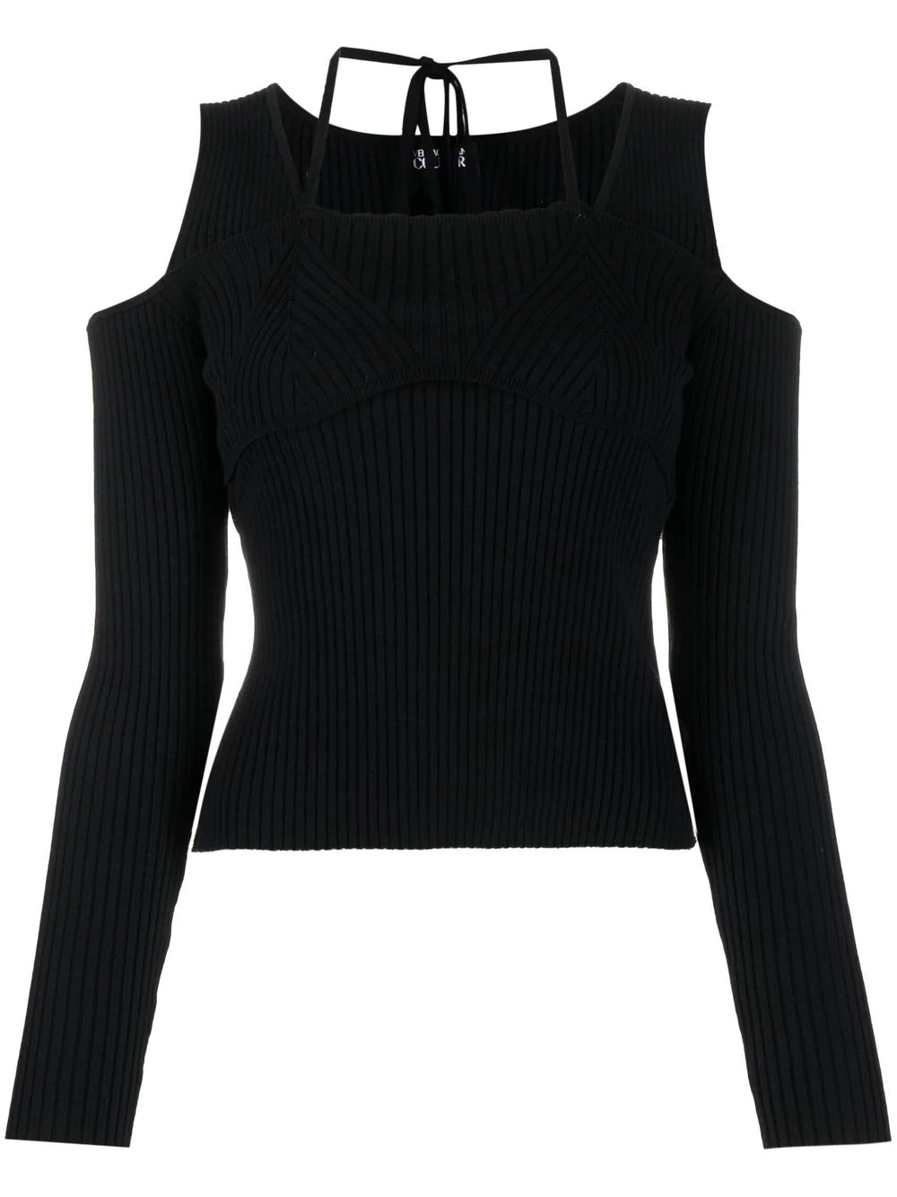 open-shoulder ribbed jumper - 1