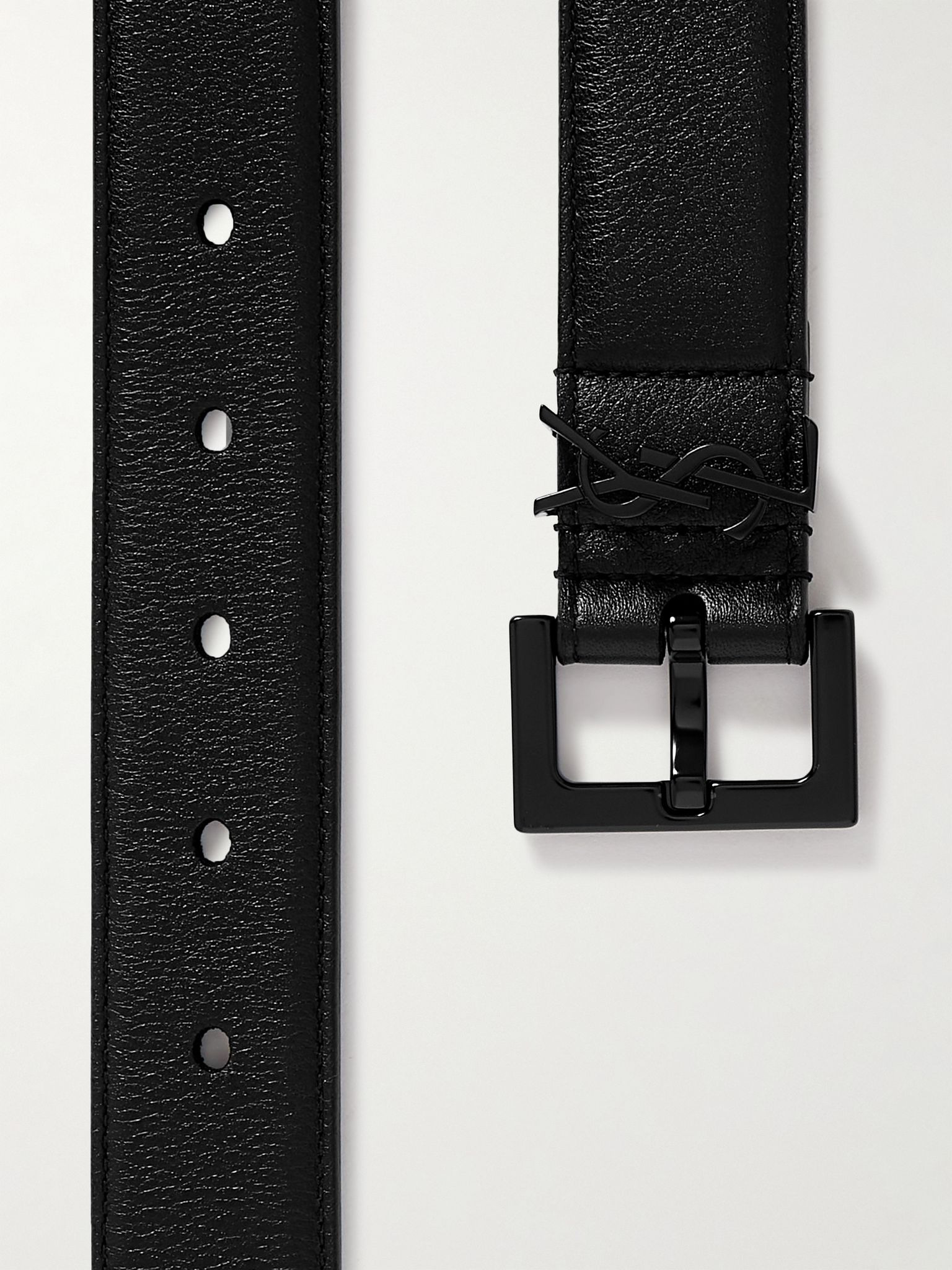 3cm Full-Grain Leather Belt Black - 2