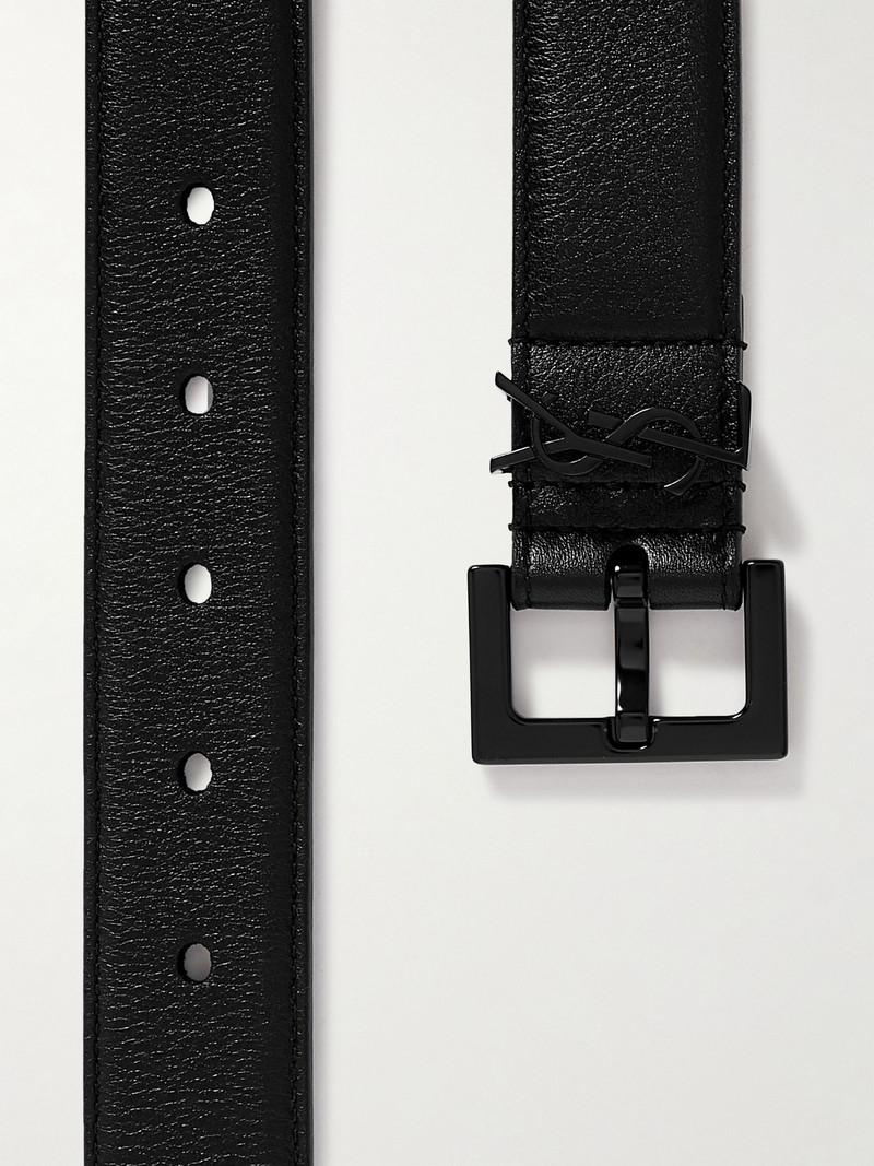 SAINT LAURENT 3cm Full-Grain Leather Belt Black outlook