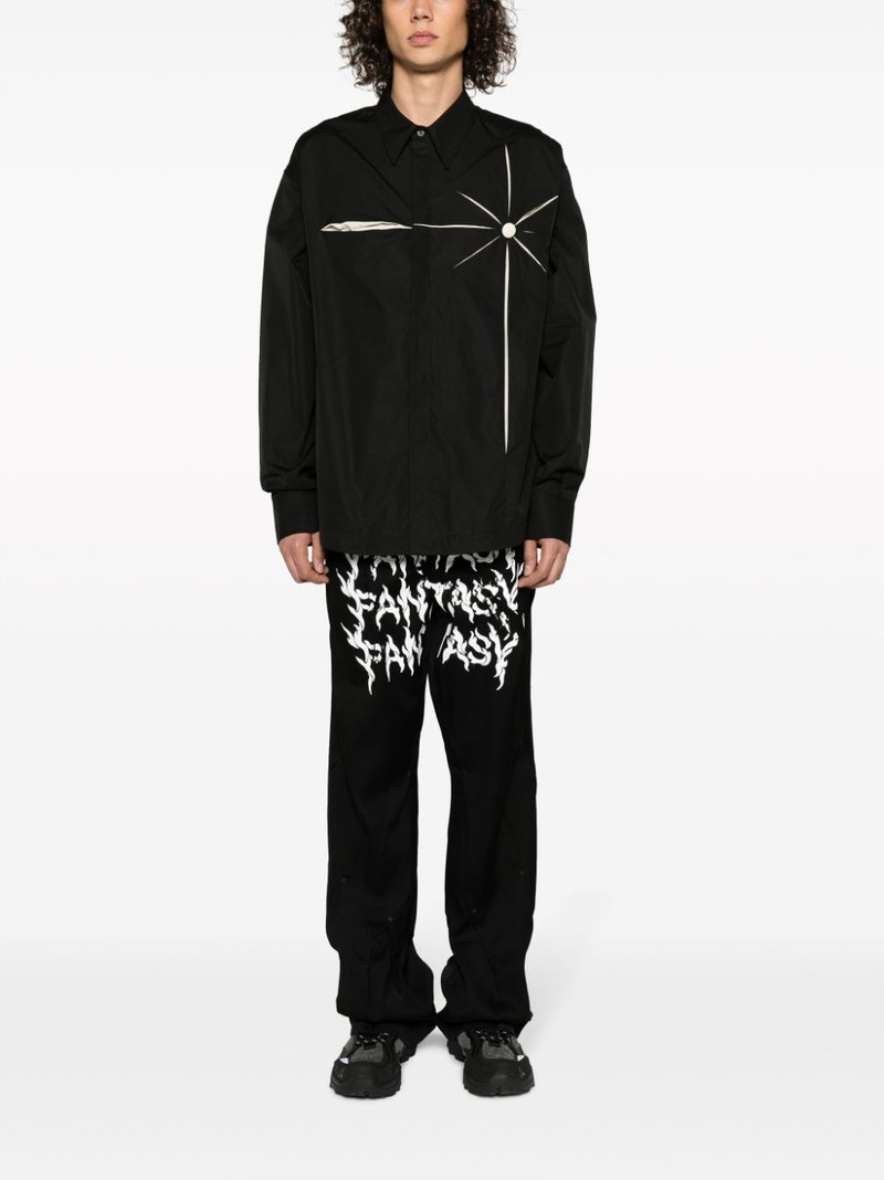 KUSIKOHC slogan-print straight-leg wool trousers outlook