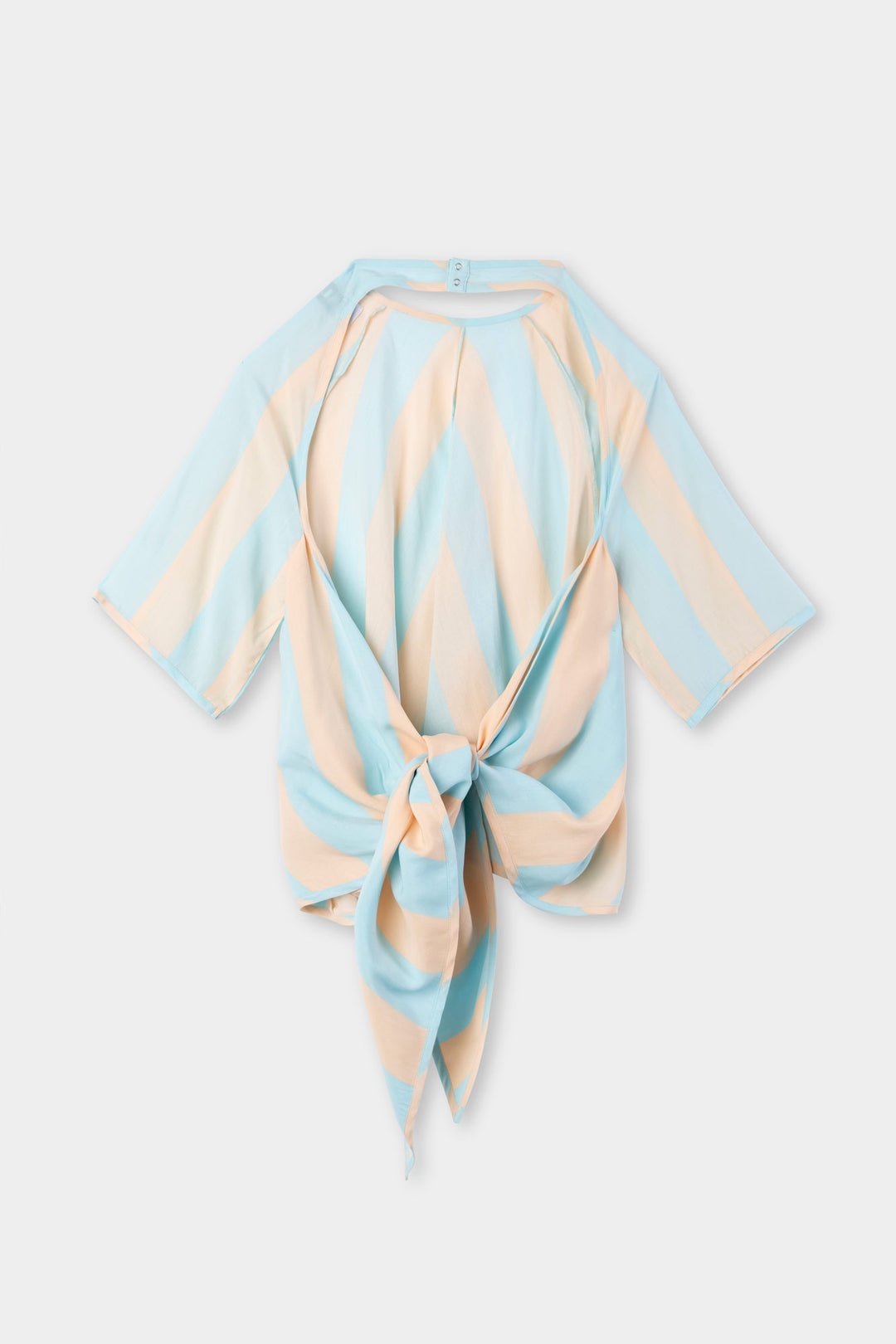 BACK WRAP T-SHIRT / pink & azure stripes - 3