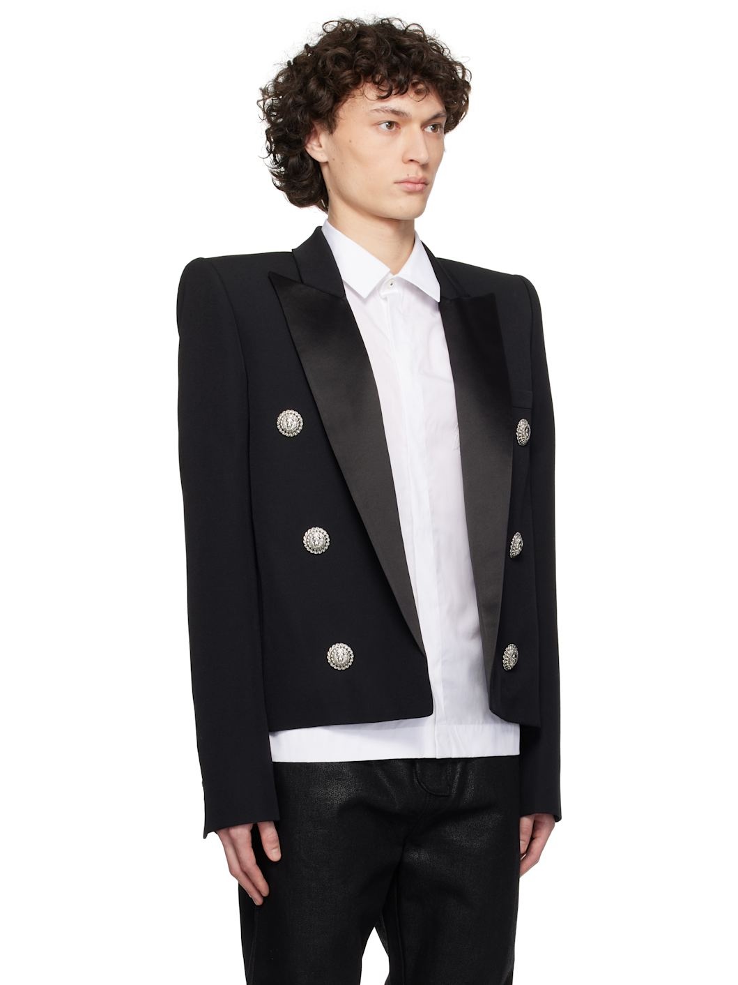 Black 6 Lion Button Spencer Blazer - 2