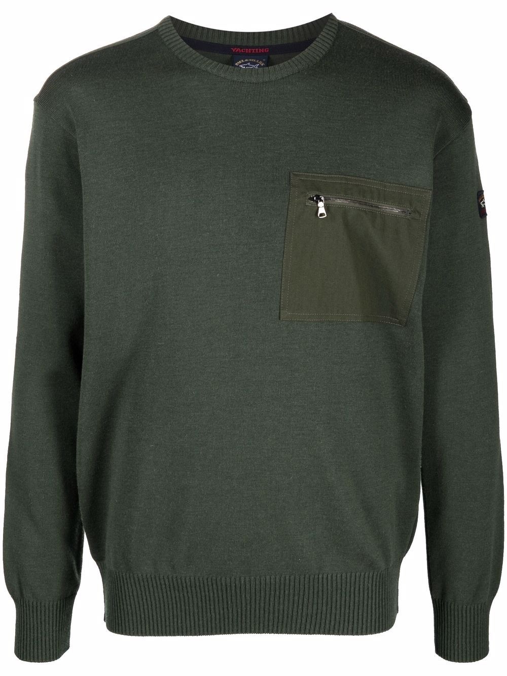 chest-pocket fine knit jumper - 1